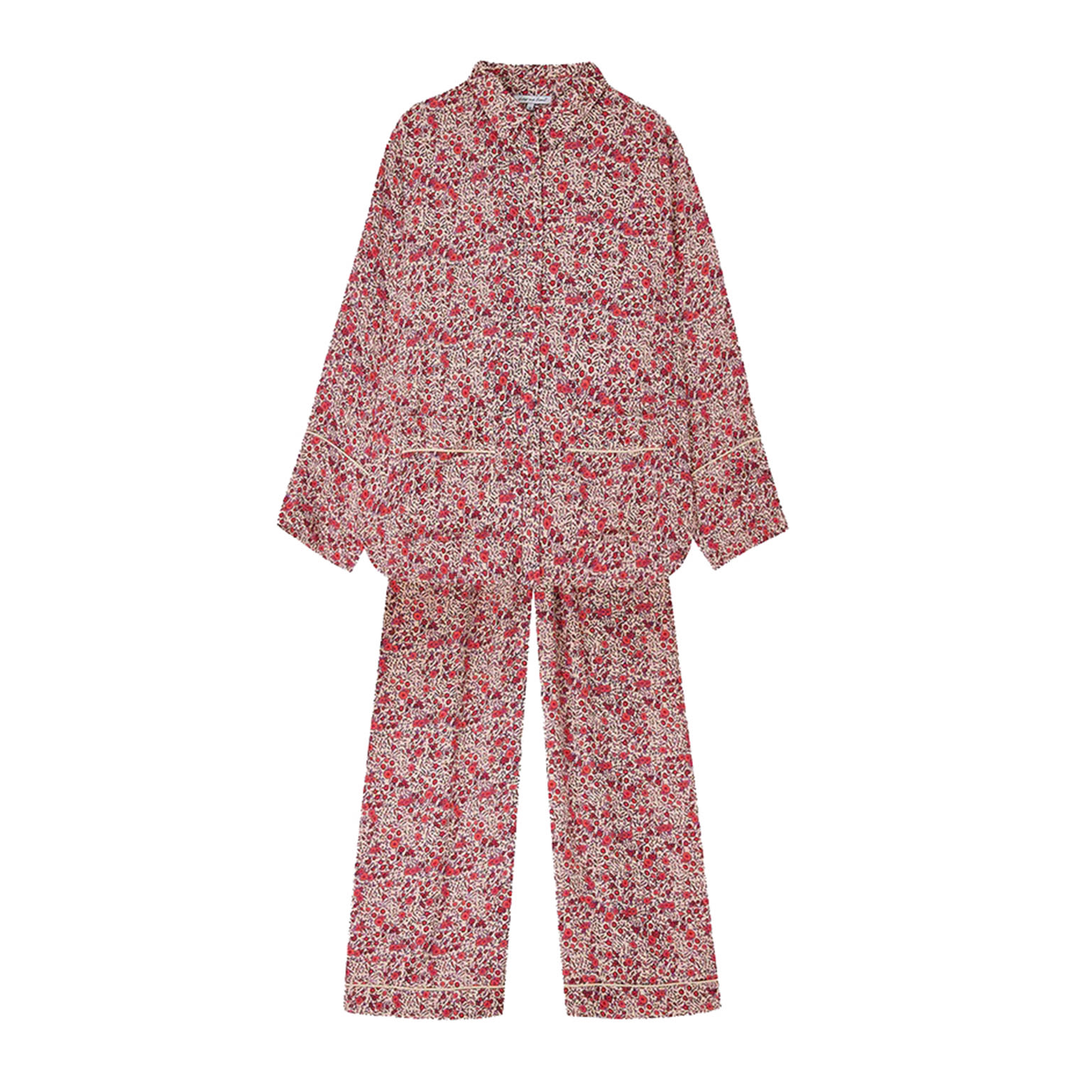 Women’s Pink / Purple / Red Evie Pyjama Set Aster Floral Printed Pink Red Multicoloured Medium Lily and Lionel