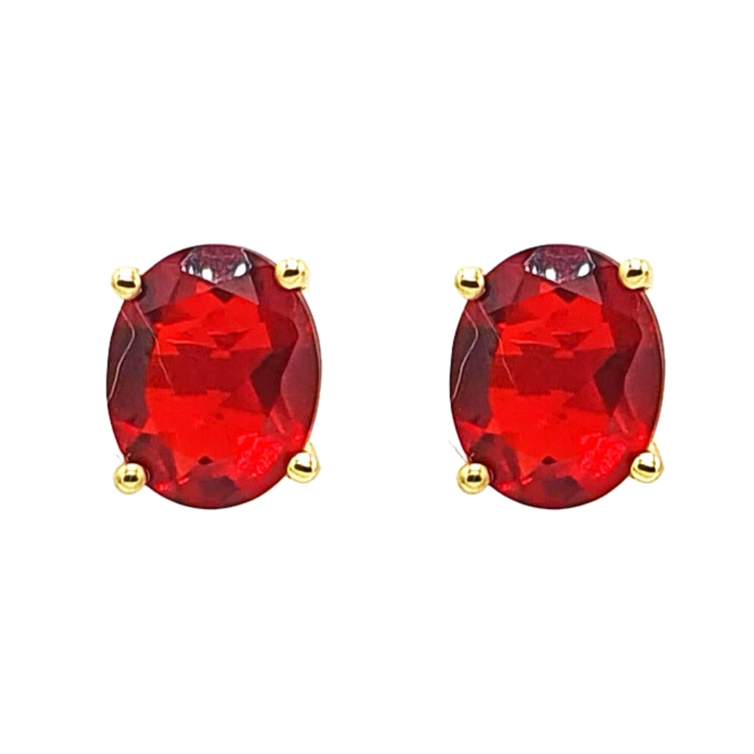 Women’s Red / Gold Gold Vermeil Red Garnet Glow Prong Set January Birthstone Earrings Harfi