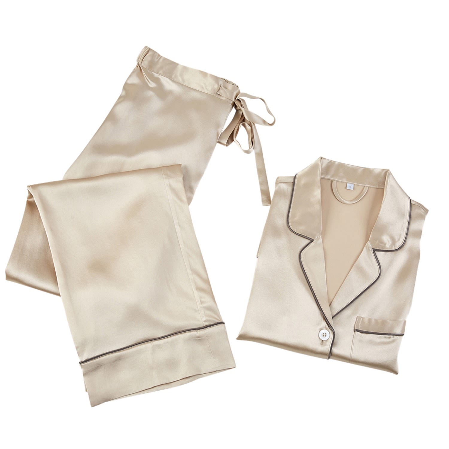 Women’s Neutrals Pure Silk Unisex Long Sleeve Pyjama Set Beige Medium Soft Strokes Silk