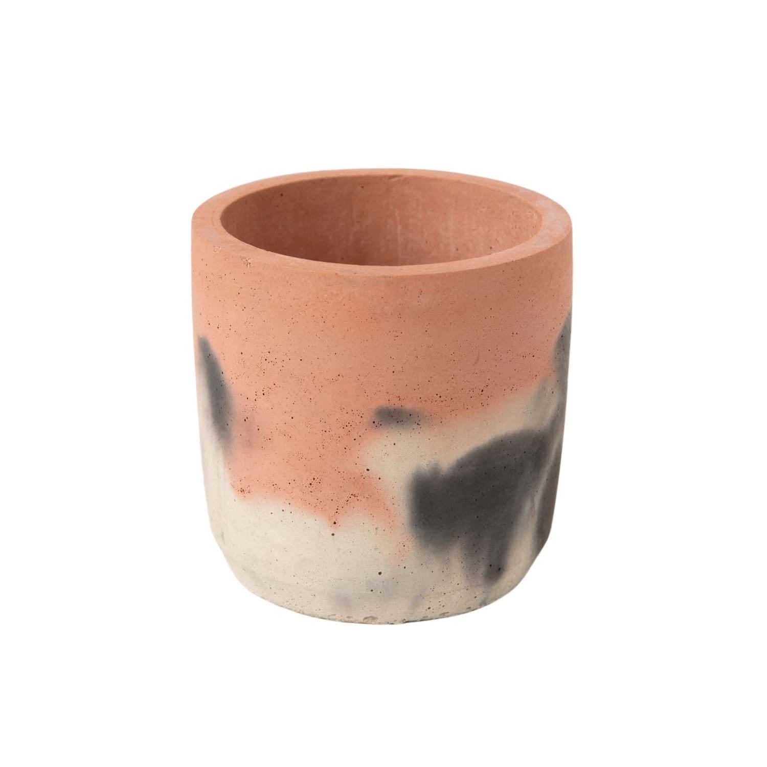 Black / White / Rose Gold Concrete Cylinder Plant Pot - Blush, Charcoal & White Smith & Goat