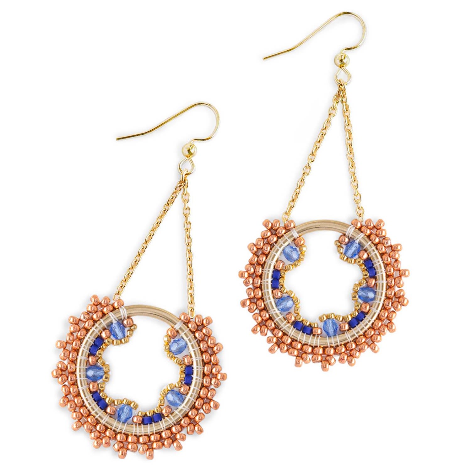 Women’s Rose Gold / Blue Celestia Swing Earrings - Lake Eden + Elie