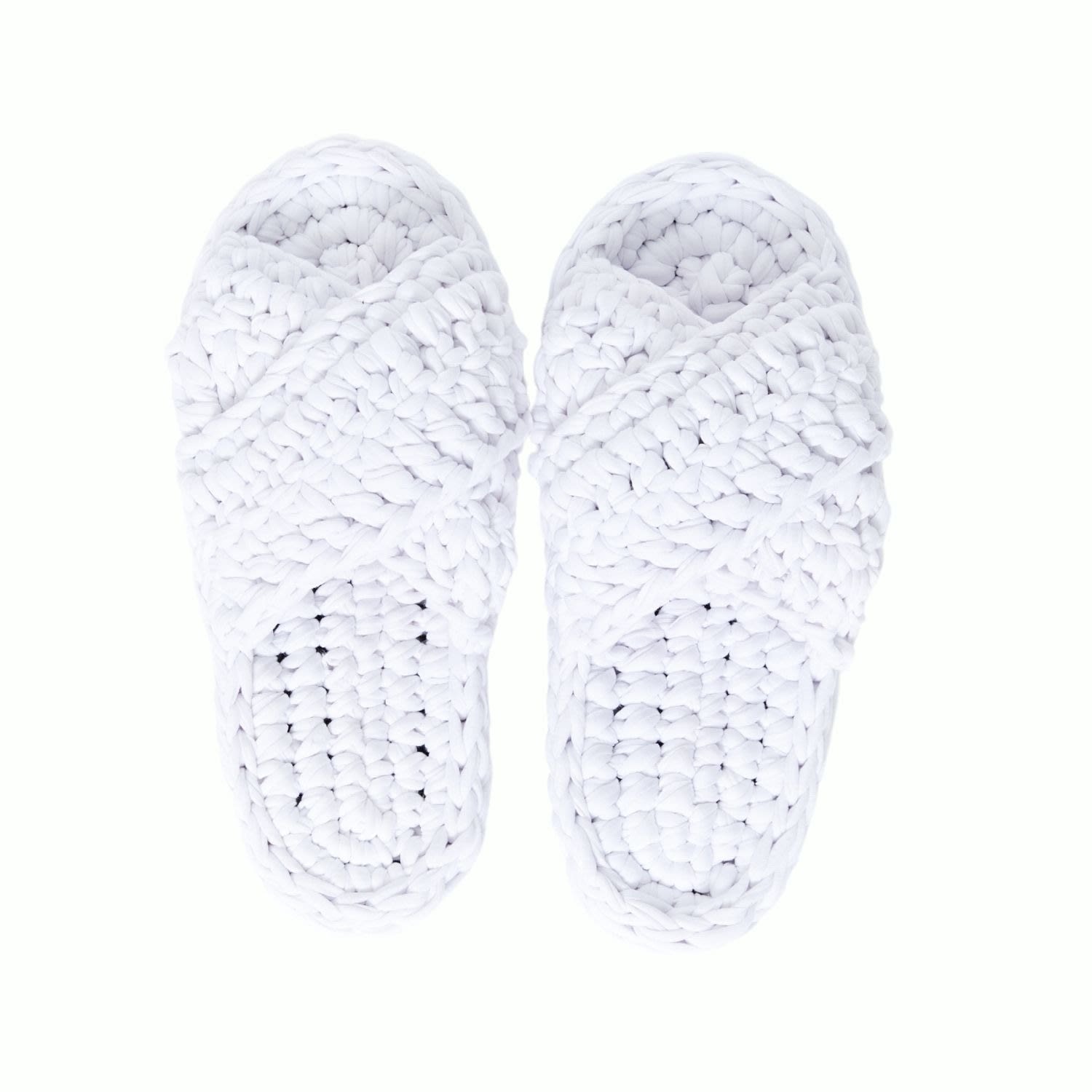 Women’s Handmade Crochet Slippers In White Small N’onat