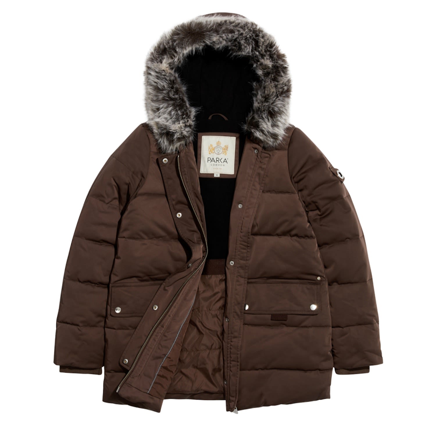 Women’s Brown Nordic Faux Fur Parka Jacket - Chocolate Small Parka London