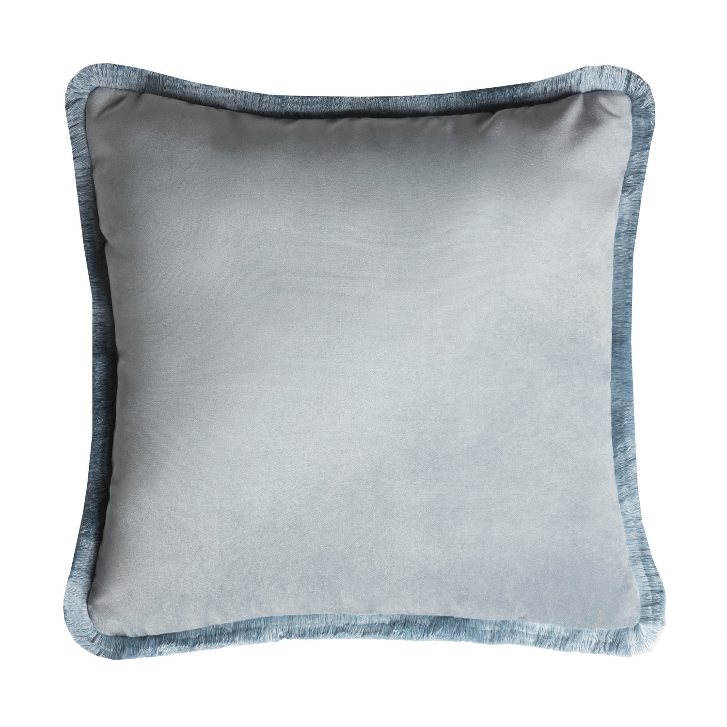 Velvet Fifty Cushion With Fringes Light Blue Lo Decor