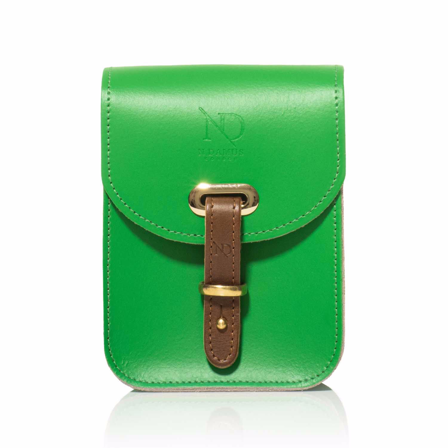Women’s Mini Elizabeth Emerald Green Leather Crossbody Satchel Bag N’damus London