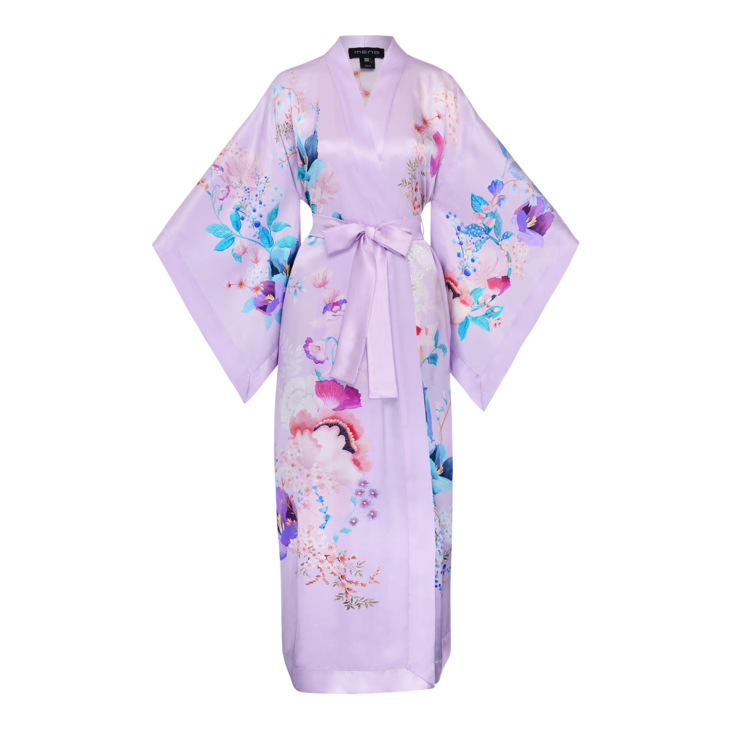 Women’s Pink / Purple Lavender Silk Satin Kimono One Size Meng