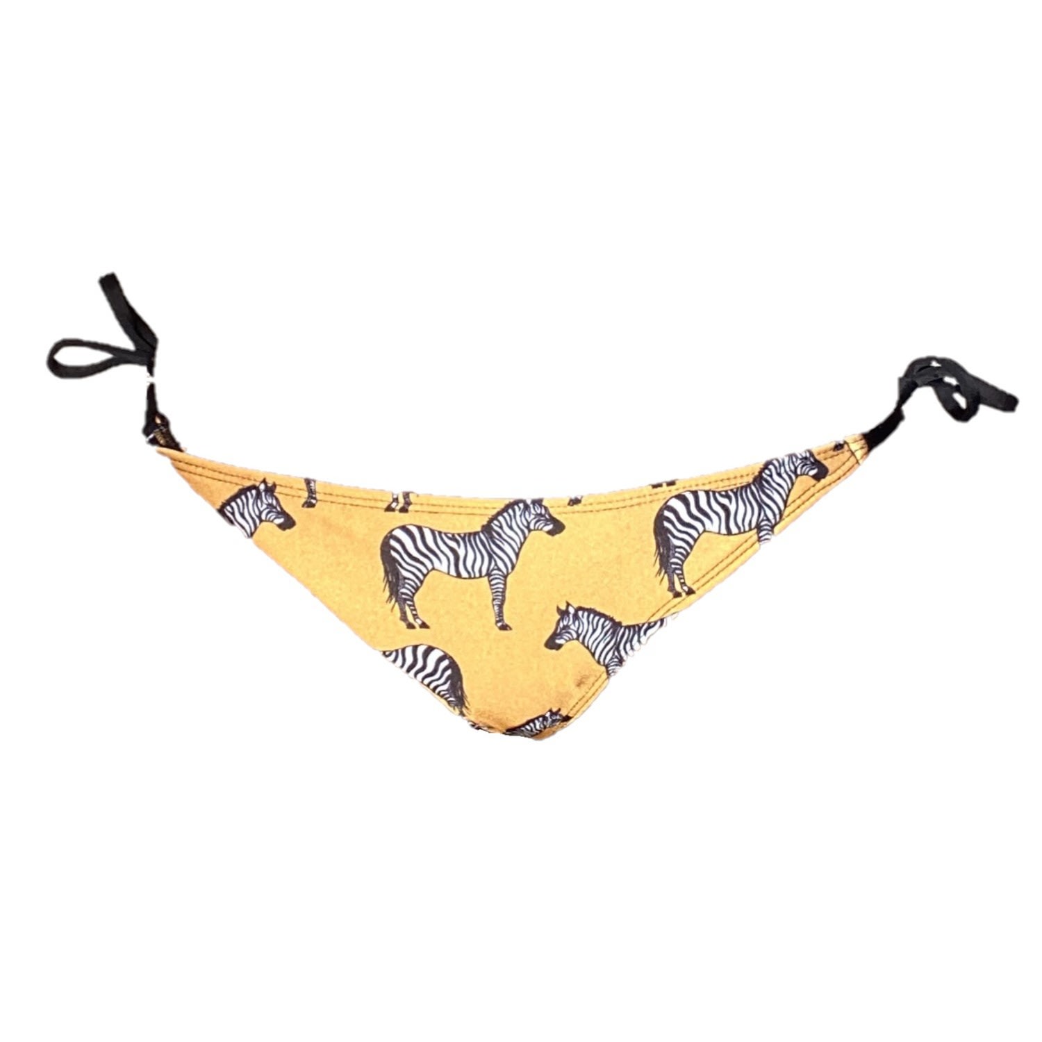 Women’s Yellow / Orange Copa Thong Bikini Bottom - Marigold Zebra Medium Brasini Swimwear