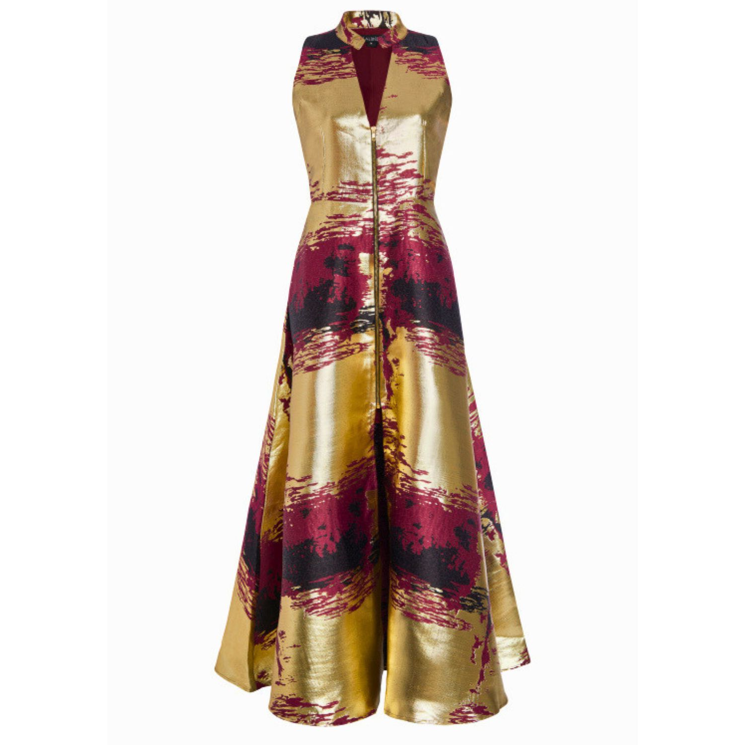 Women’s Black / Gold / Red Burgundy Gold Jacquard Chidi Dress Small Kahindo