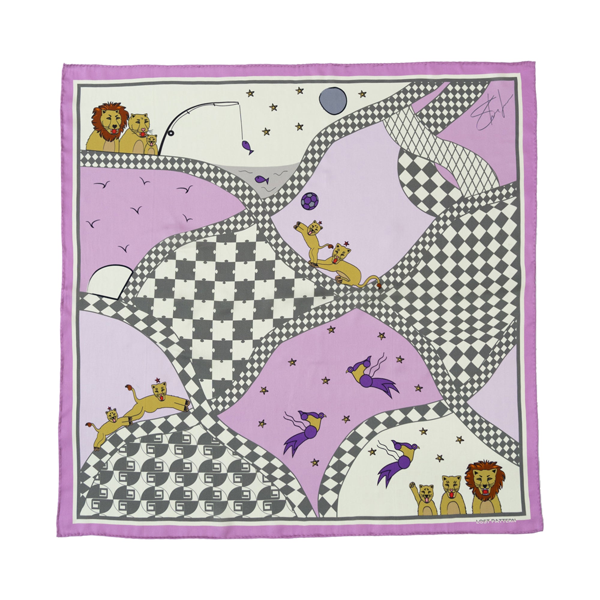 Women’s Pink / Purple "Journey" Silk Scarf By Shantall Lacayo - Pink One Size Lost Pattern Nyc