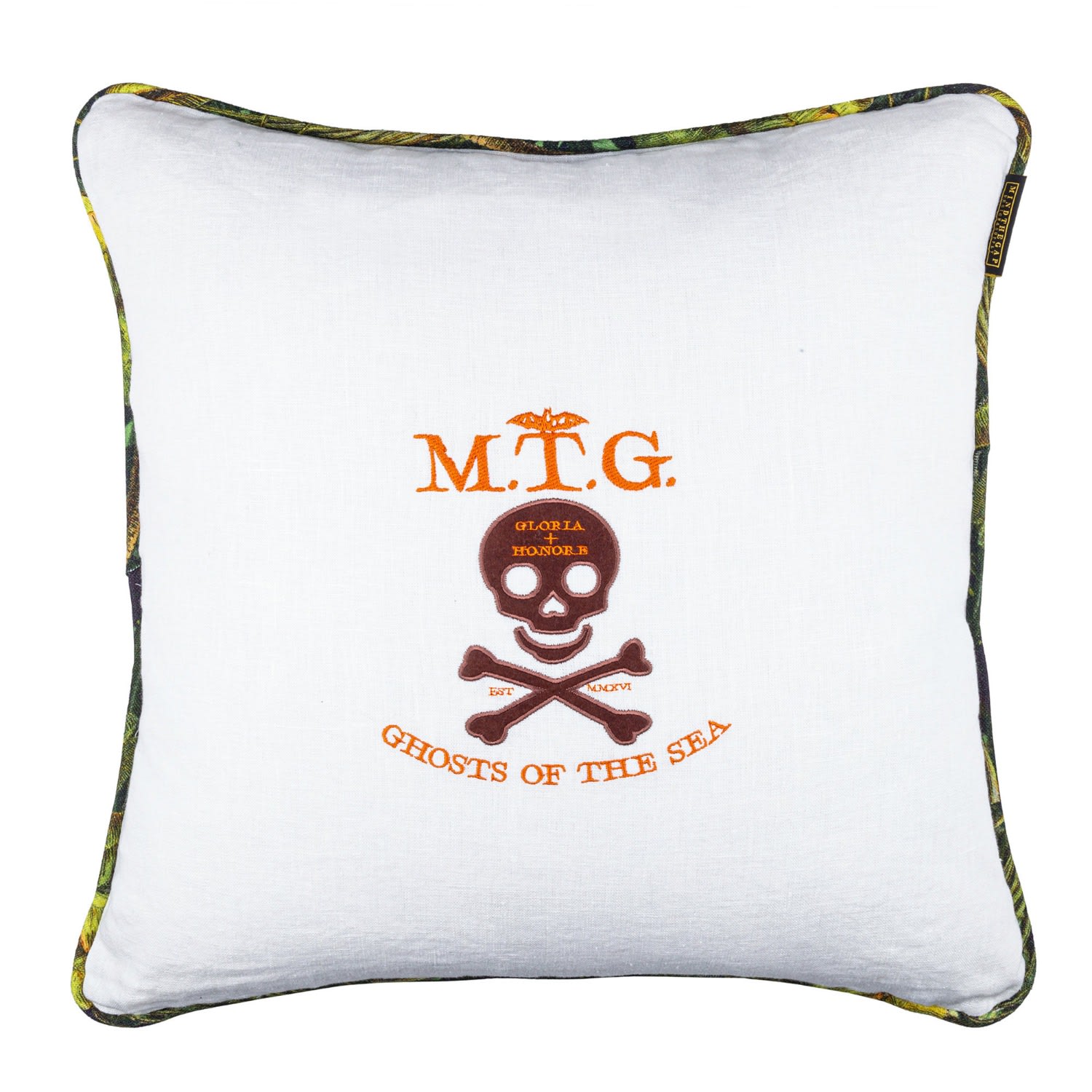 Yellow / Orange / Green Ghost Of The Sea Linen Cushion By Mindthegap
