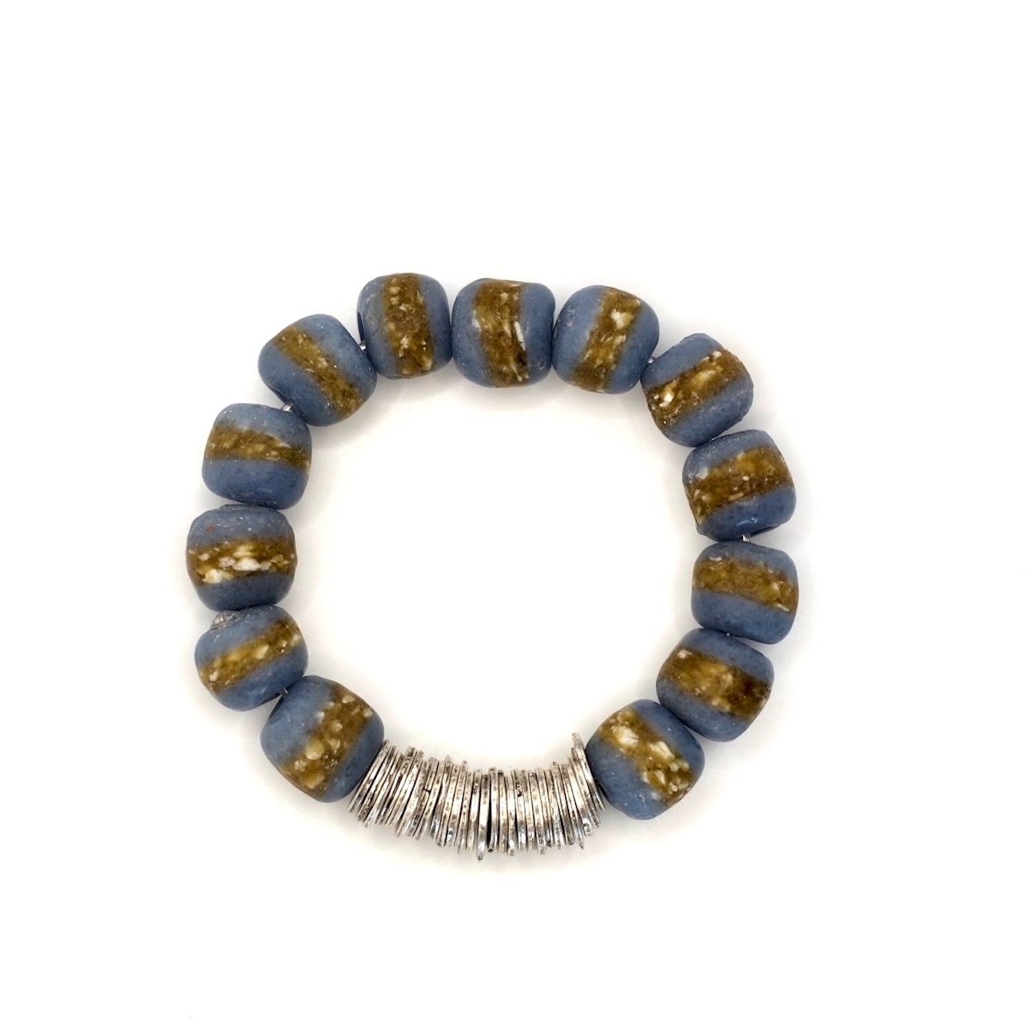 Women’s Krobo Beads Bracelets In Gray With Gold Spacers Binibeca Design