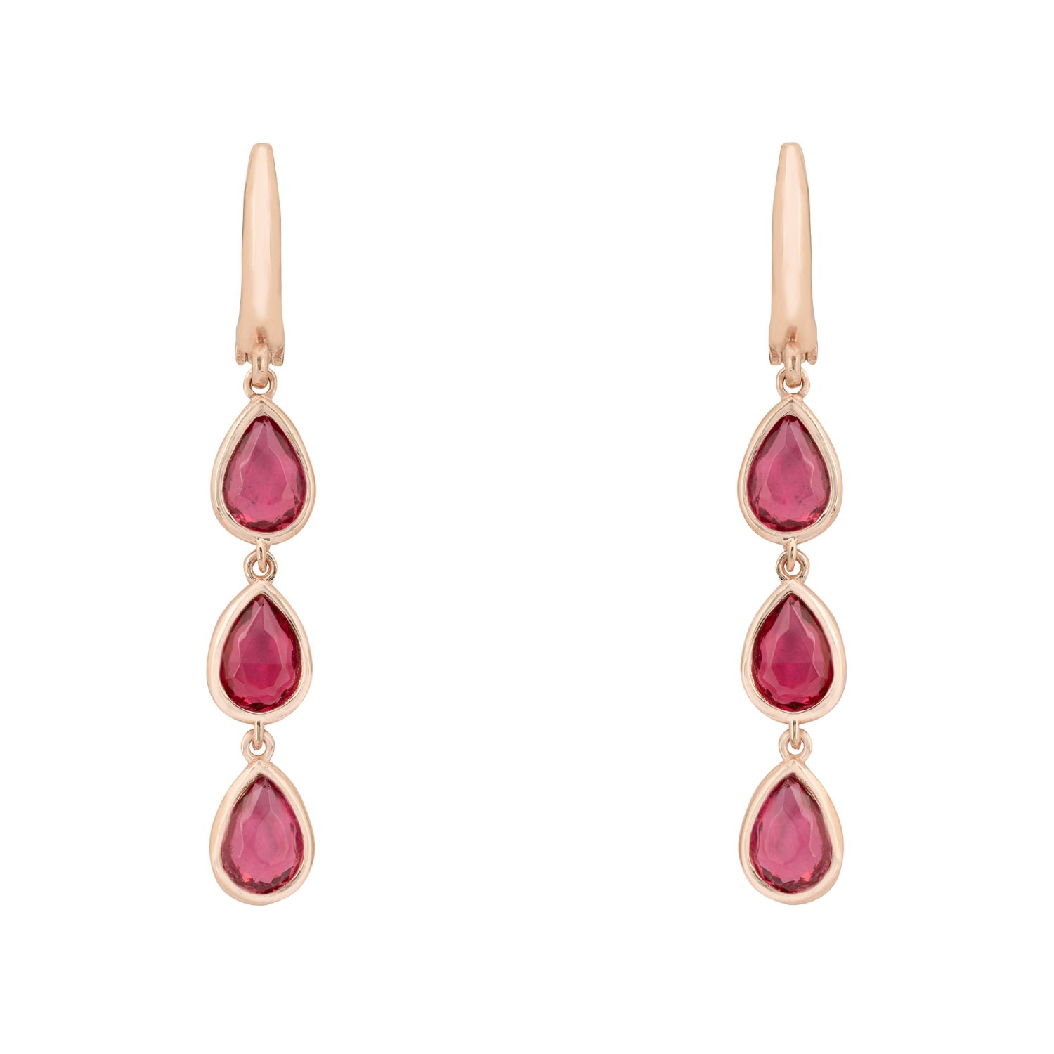 Women’s Green / Rose Gold Sardinia Triple Teardrop Earrings Rosegold Pink Tourmaline Latelita