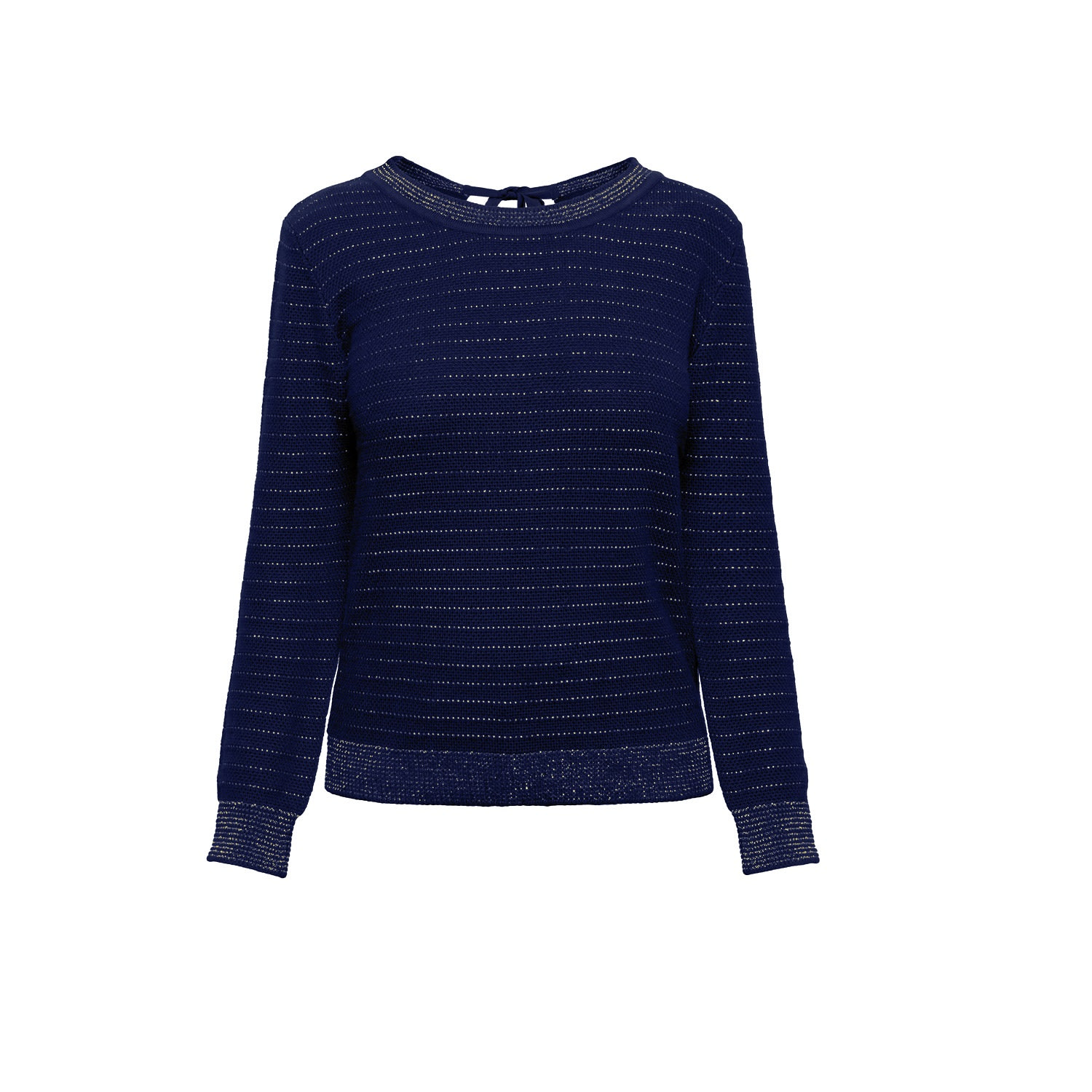 Women’s Blue Lulu Tie-Back Cotton & Modal Jumper With Metallic Stripe Extra Small Rumour London