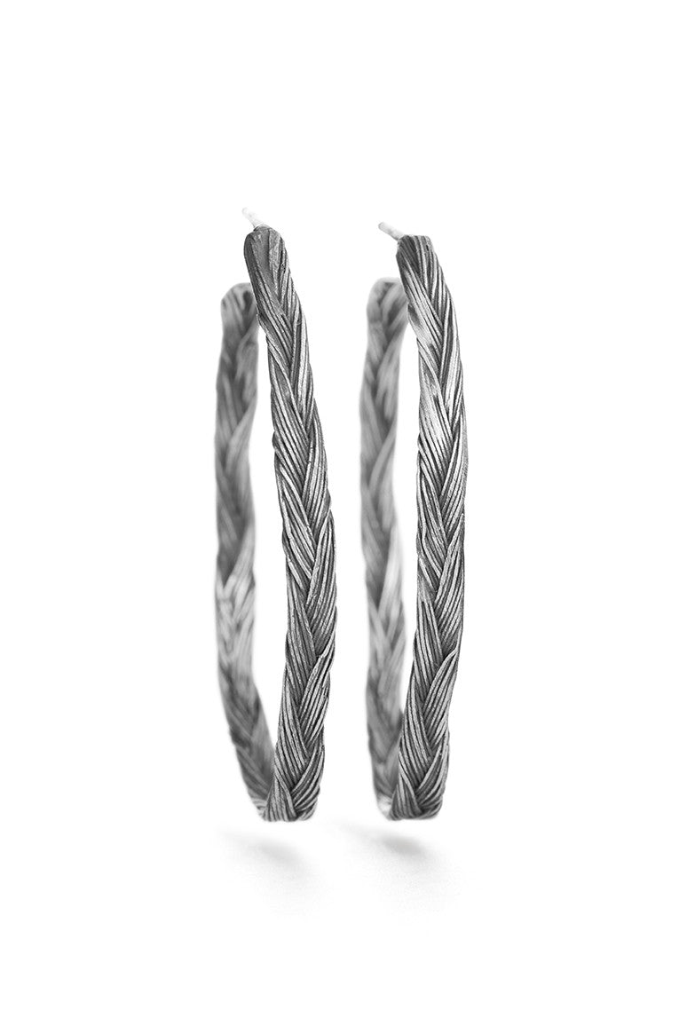 Women’s Braid Earrings - Silver Hoops Orrifinn Jewels