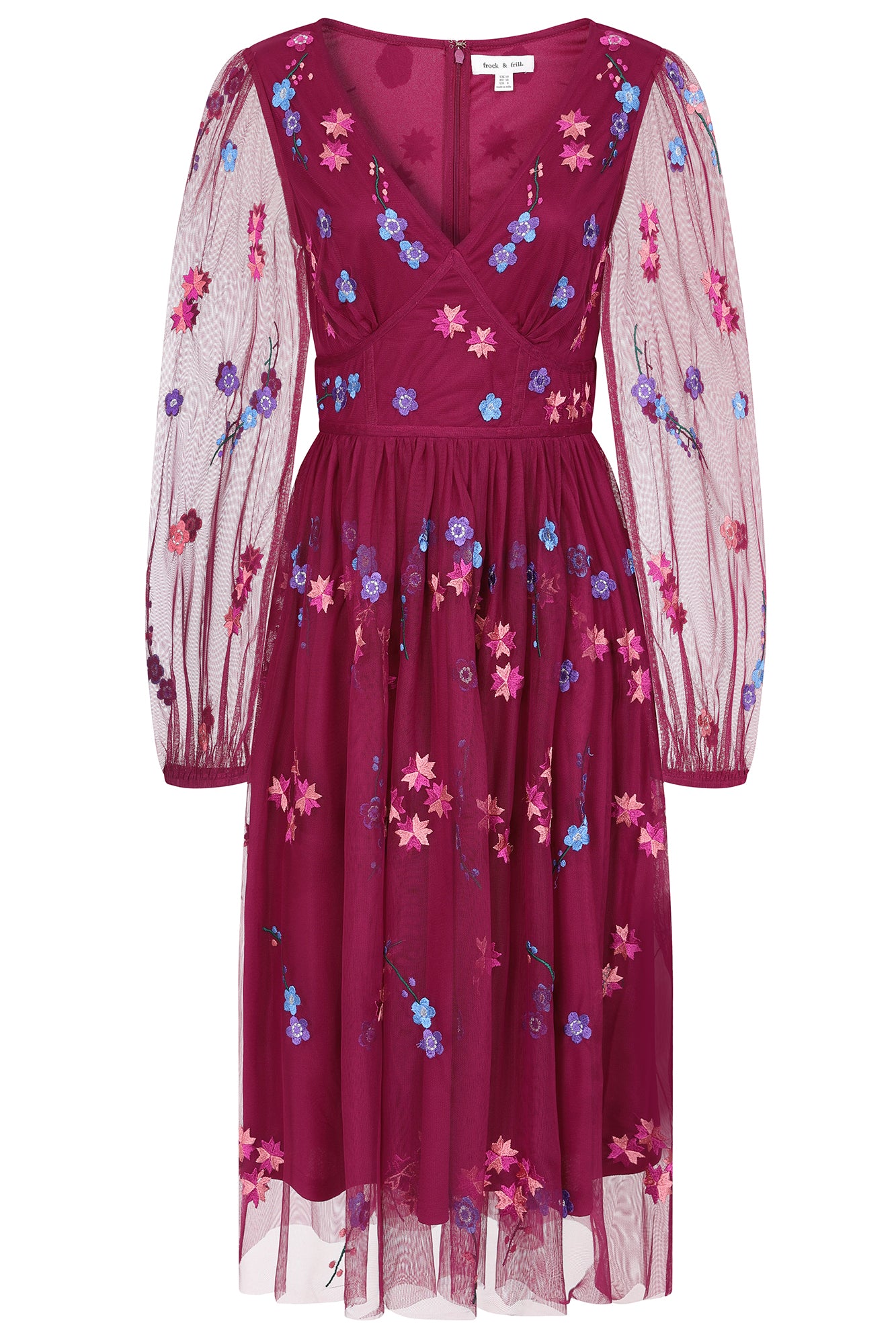 Women’s Pink / Purple Brooke Floral Embroidered Midi Dress - Boysenberry Extra Large Frock and Frill