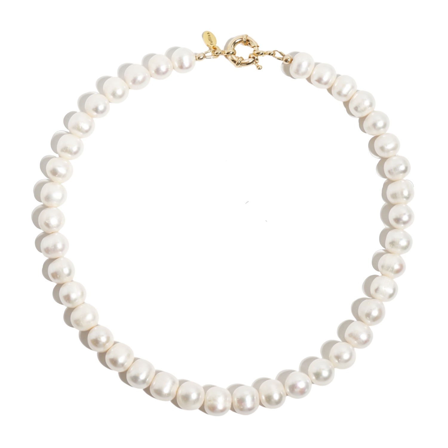 Women’s White / Gold Melody Chunky Xl Pearl Gold Filled Necklace Fulliaa