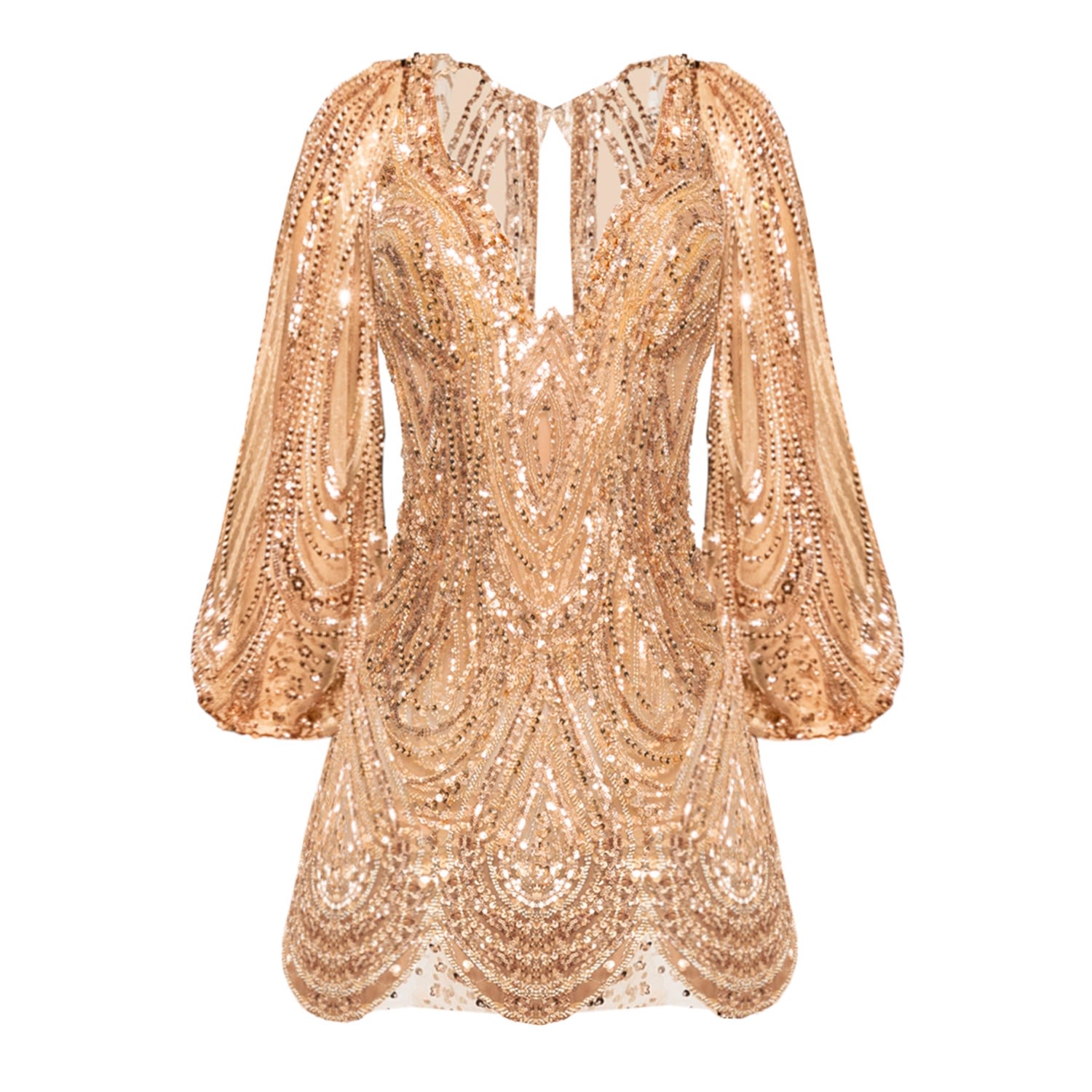 Women’s Gold Beads Embellished Mini Dress Large Angelika Jozefczyk