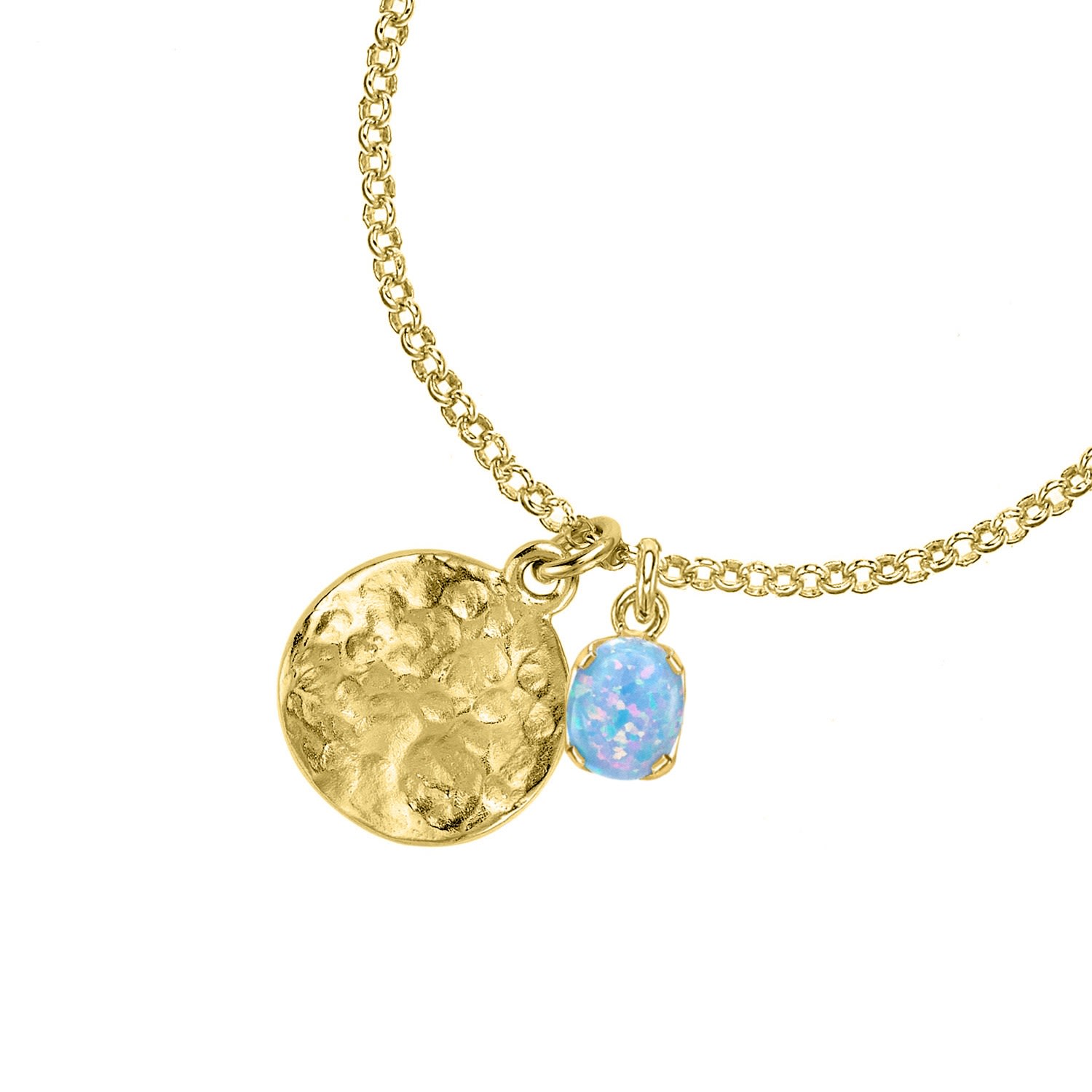 Women’s Gold Hammered Disc & Opal Array Pendant In Vermeil Dower & Hall