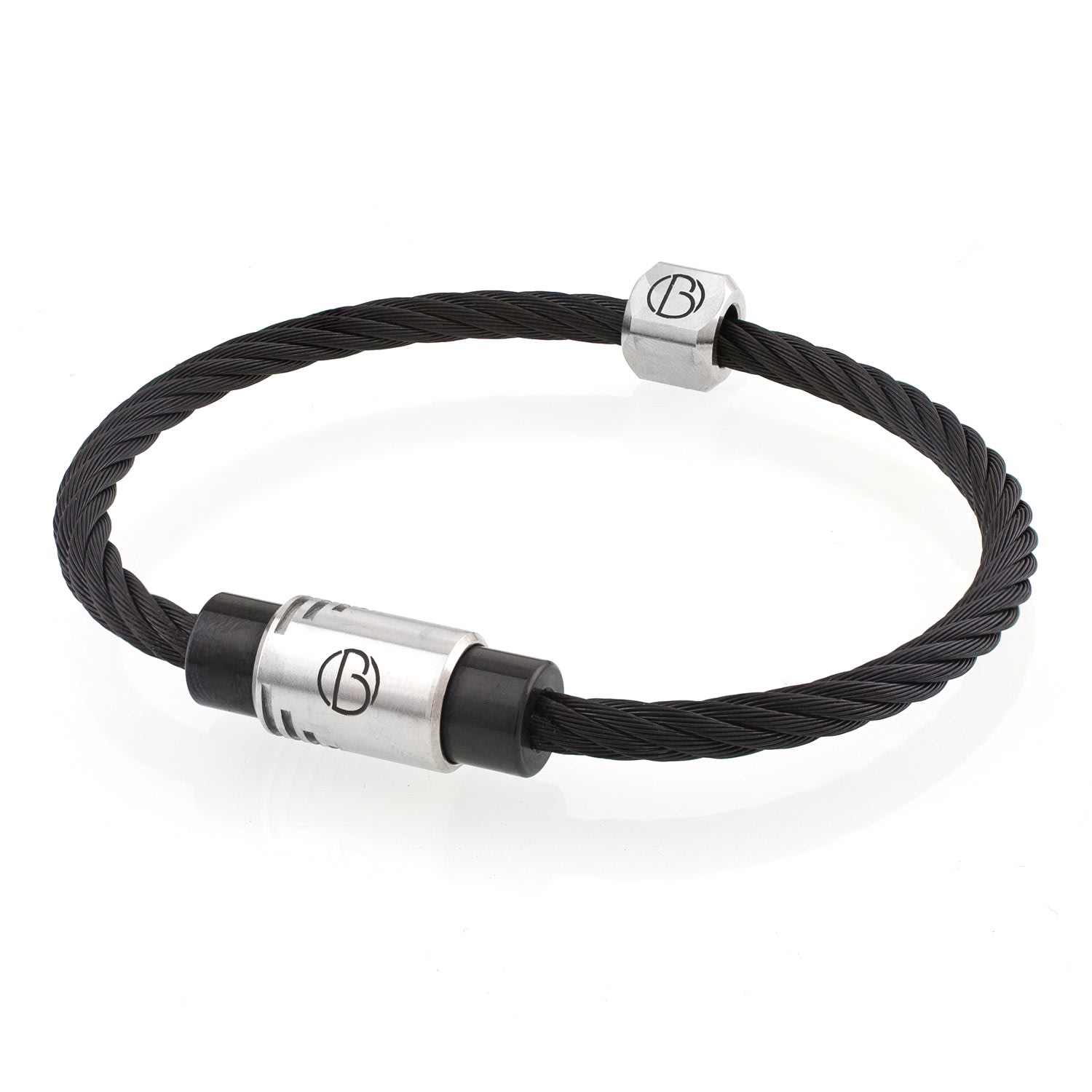 Men’s Silver / Black Cable Midnight Bracelet Bailey of Sheffield