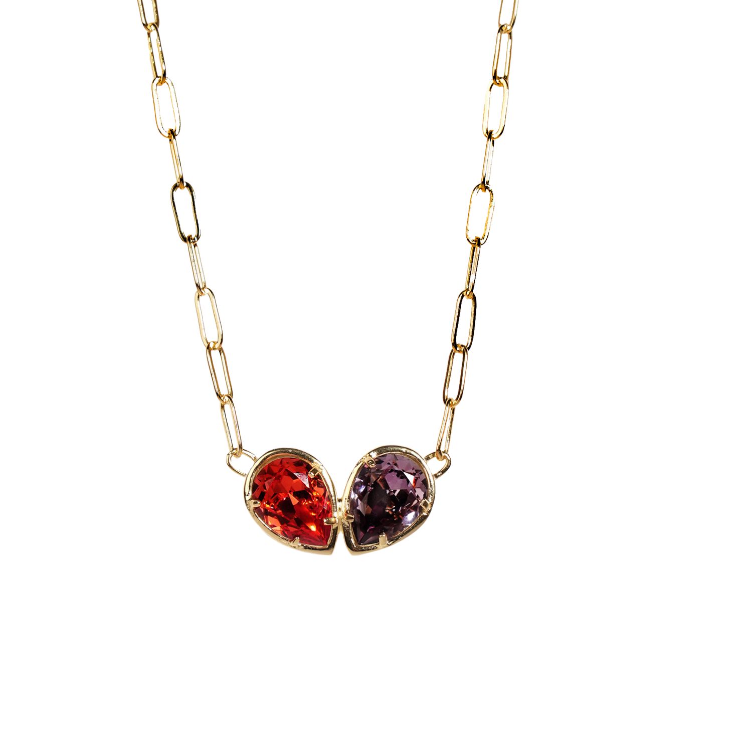 Women’s Red Love Gold Swarovski Necklace Lina Paris