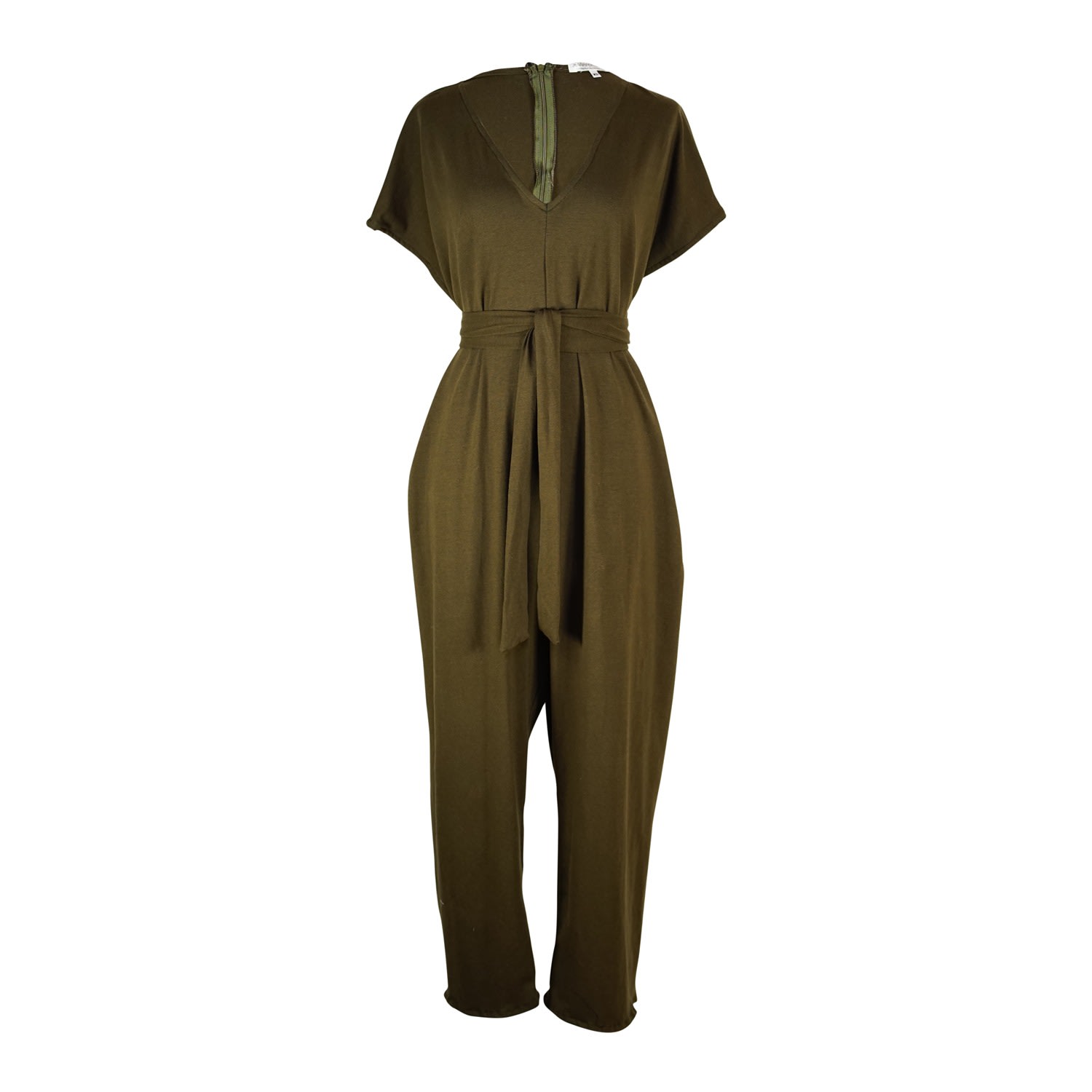 Women’s Olive Jumpsuit With Tie Extra Small Jennafer Grace