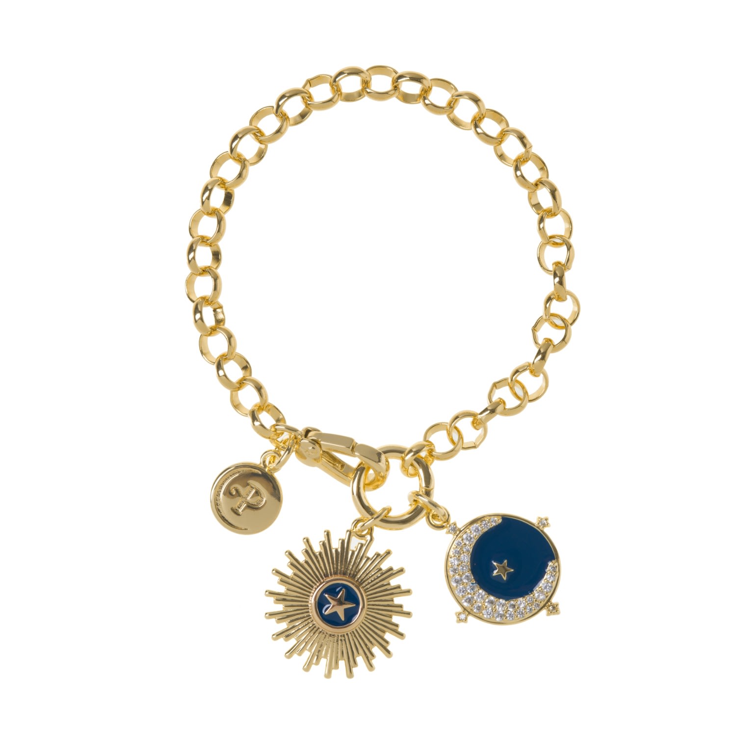 Women’s Gold / Blue Gold Belcher Go Getter Bracelet Patroula Jewellery