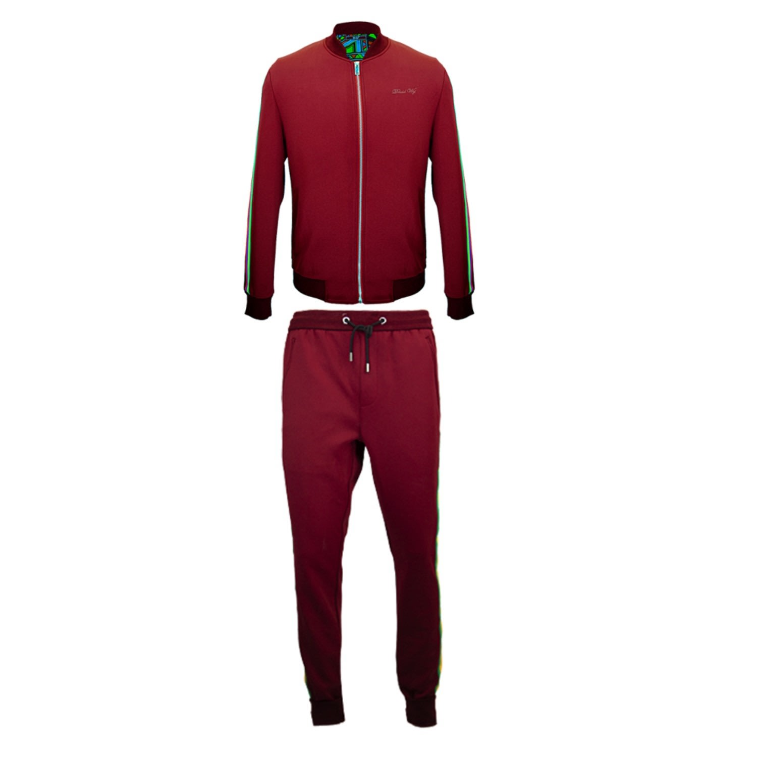 Men’s Lagos Multi Stripe Track Suit - Red Large David Wej