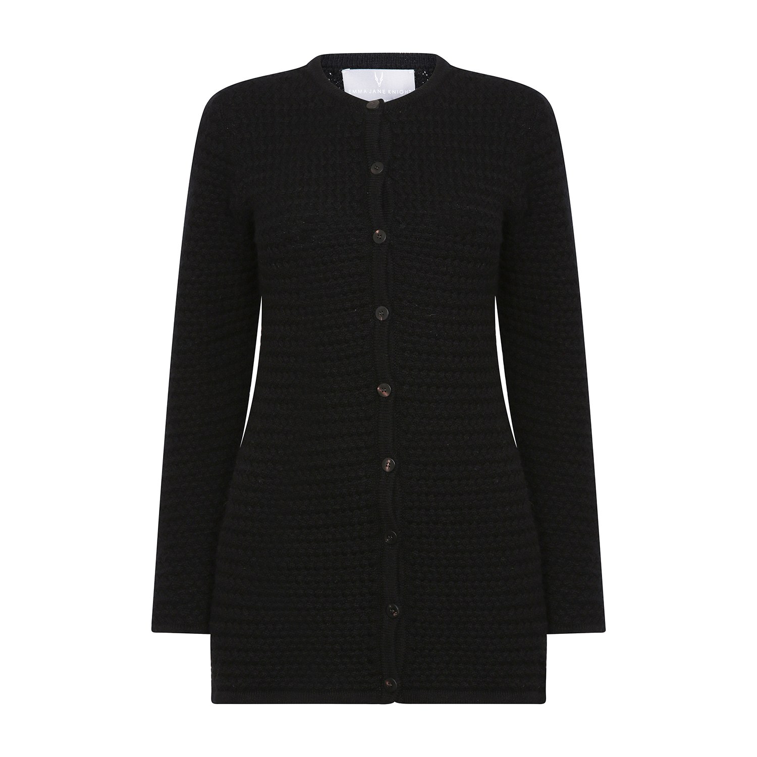 Women’s Black Coza: Cross-Stitch Long Cashmere Jacket Small Emma Jane Knight