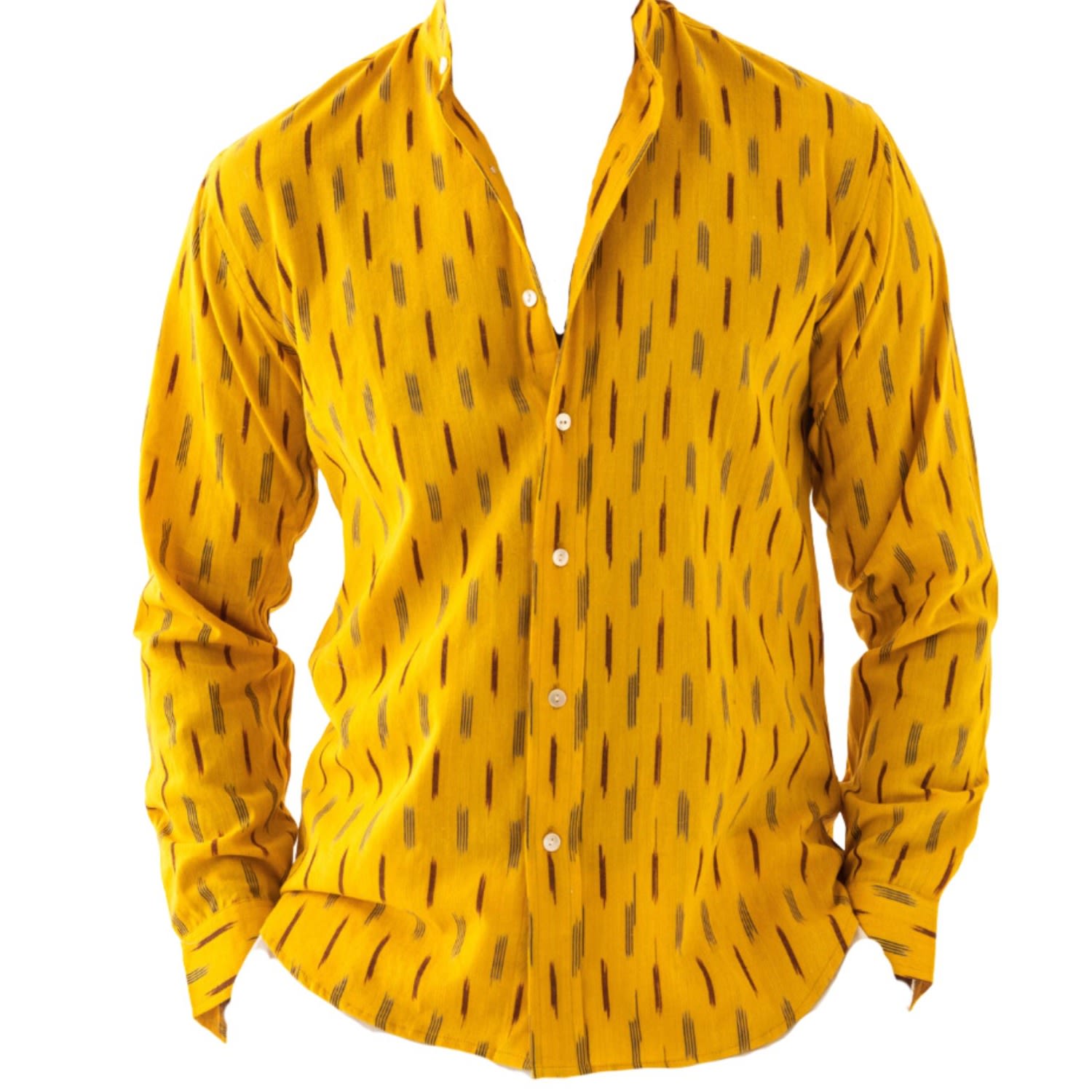 Men’s Yellow / Orange Yellow Ikat Woven Cotton Shirt Extra Large Otherland Club