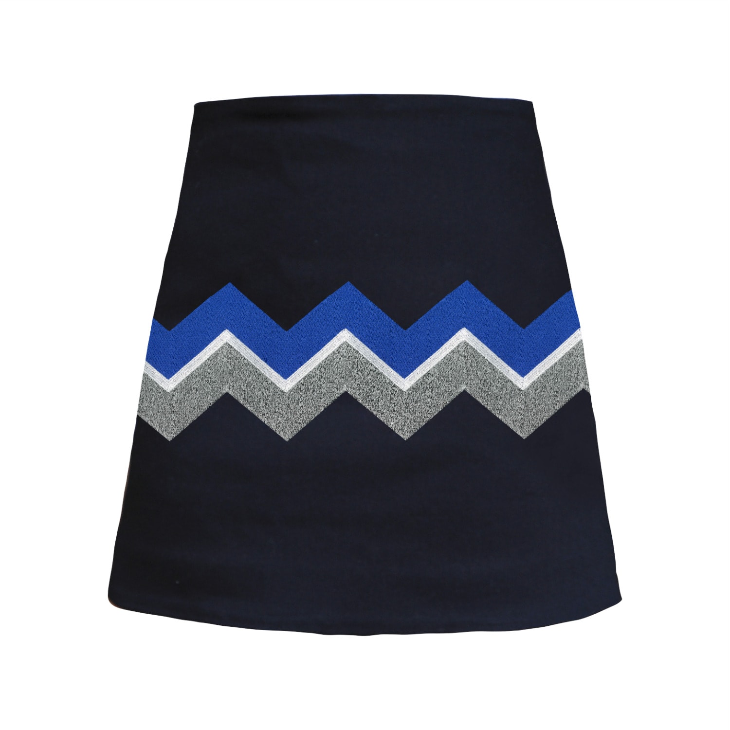 Women’s Silver / Blue / Black Chevron Embroidered Miniskirt Extra Small My Pair of Jeans