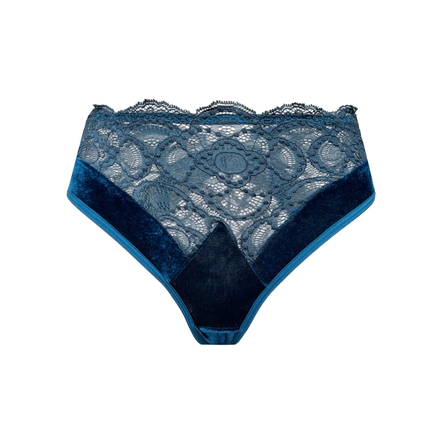 Women’s Blue Iris Velvet & Lace Panties Extra Small Carol Coelho