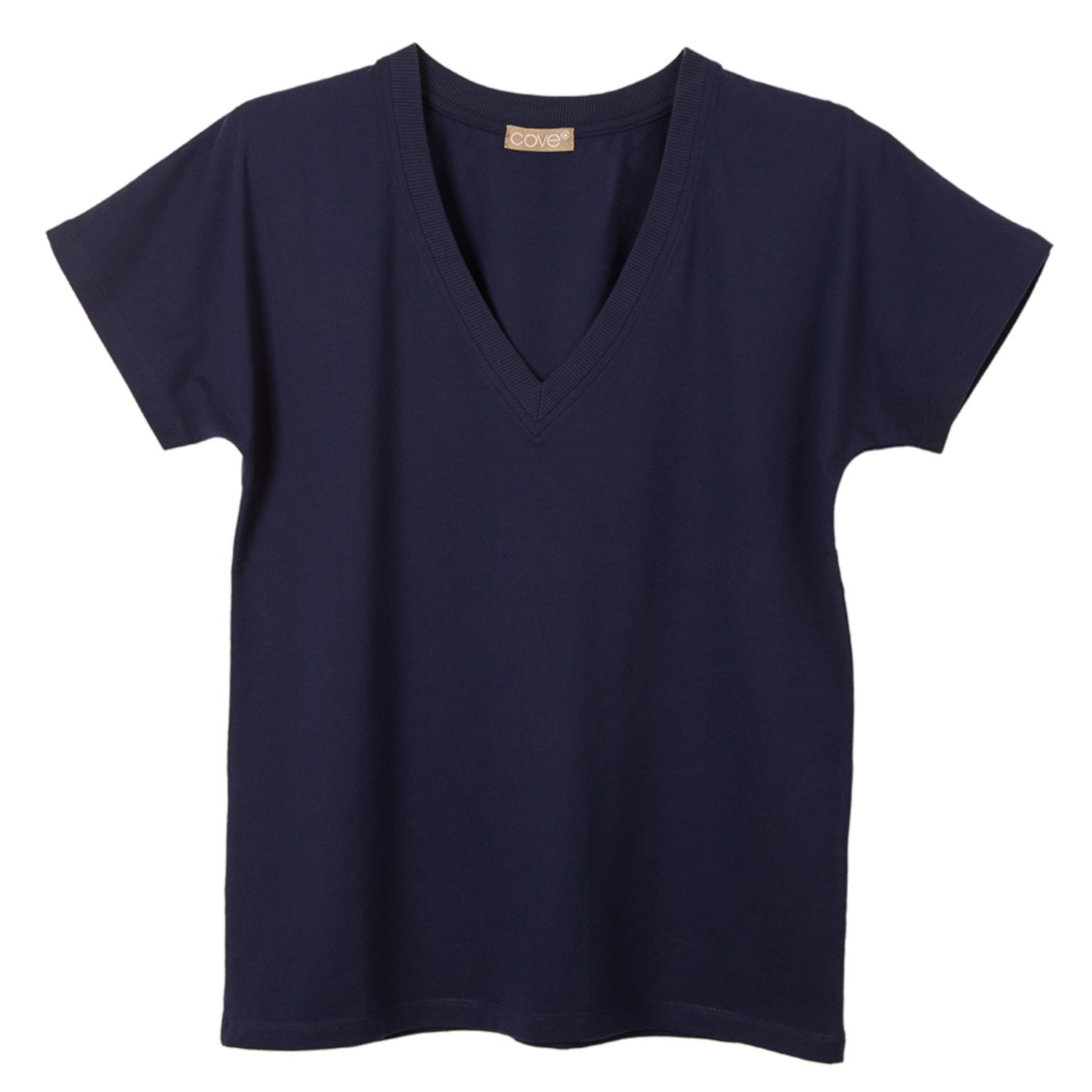 Women’s Blue Navy V Neck Short Sleeve Cotton T-Shirt Small Cove