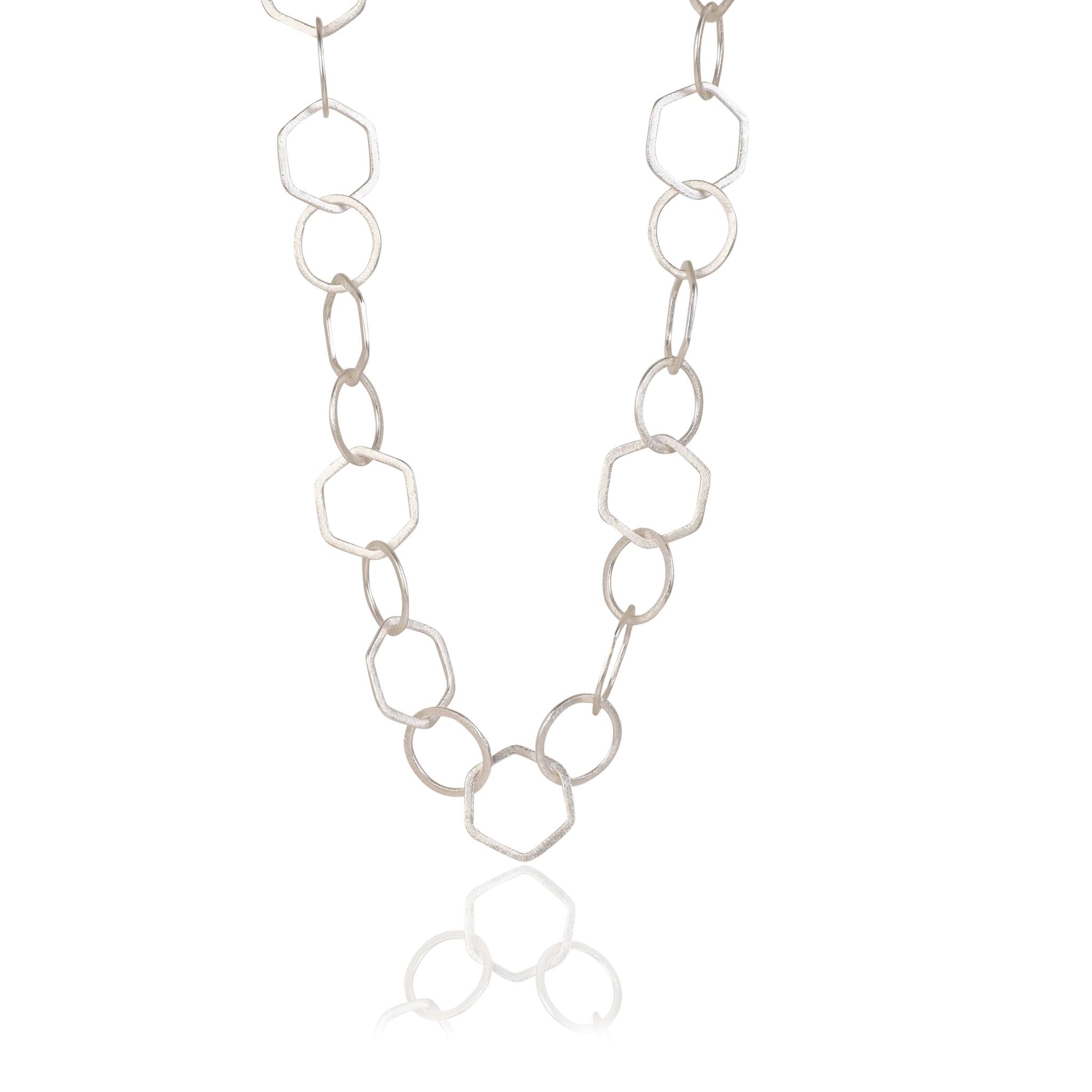 Women’s Hexagonal Loop Chain Silver 22" Lila Rasa