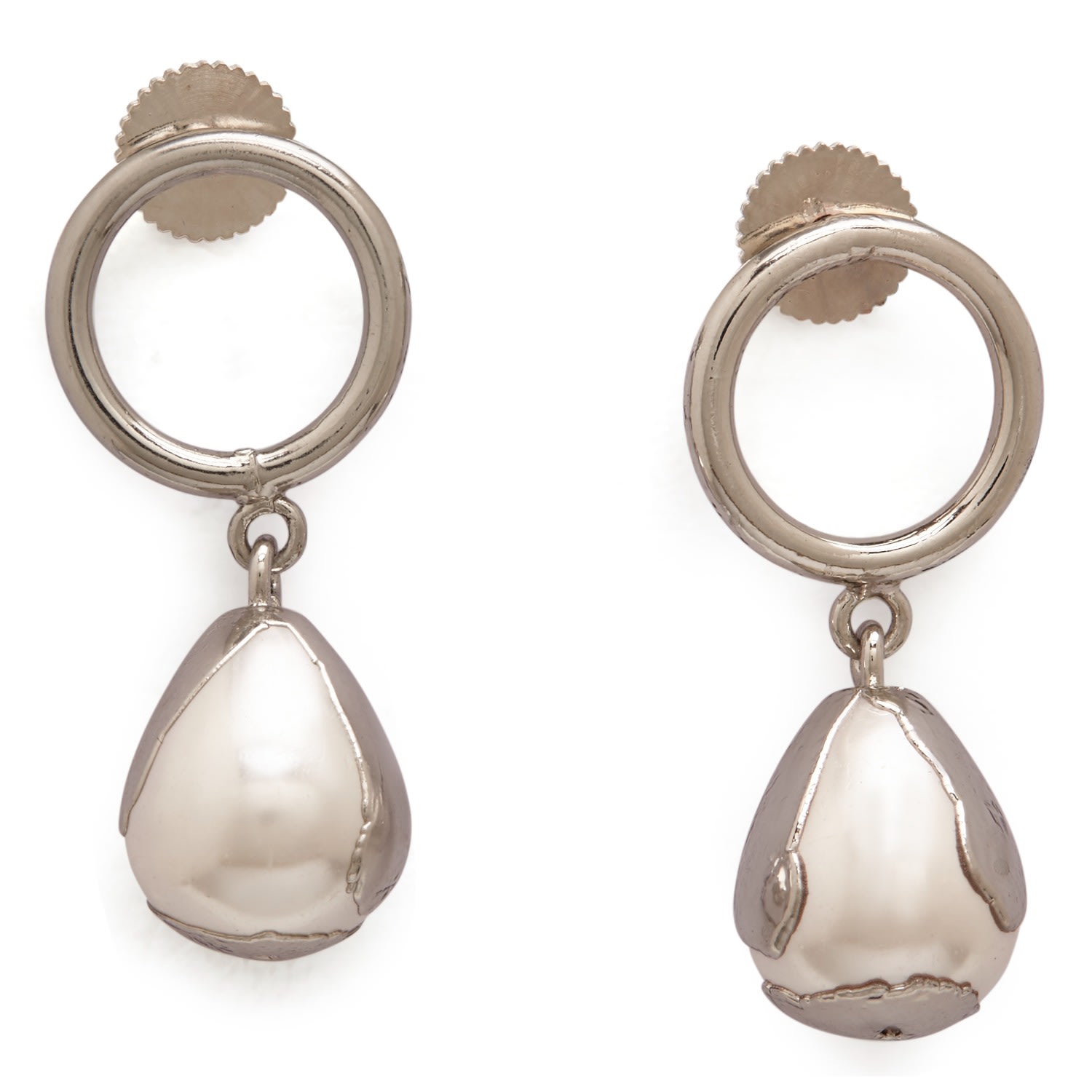 Women’s Silver White Lulu Drop Earrings With Baroque Pearls Dhwani Bansal