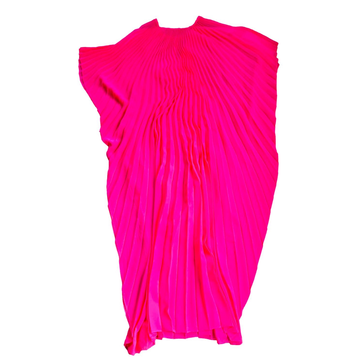 Women’s Pink / Purple Esmerelda Caftan In Neon Pink Chiffon One Size Monica Mahoney