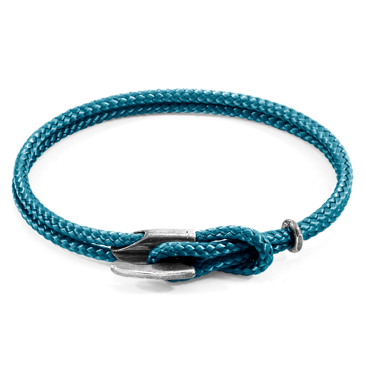 Men’s Ocean Blue Padstow Silver & Rope Bracelet Anchor & Crew