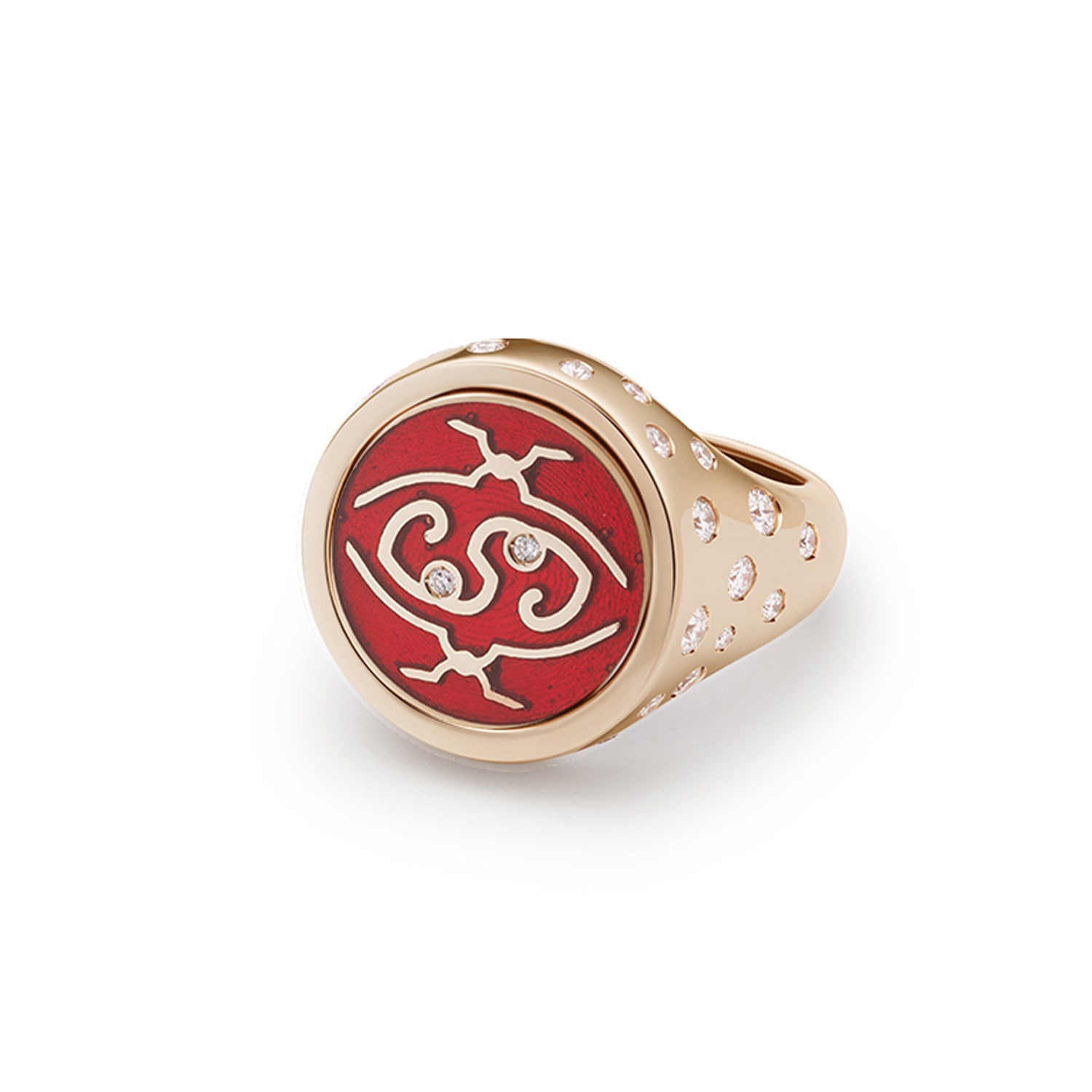Women’s Intisars Meohme Half Pavé, Red Courageous Ring