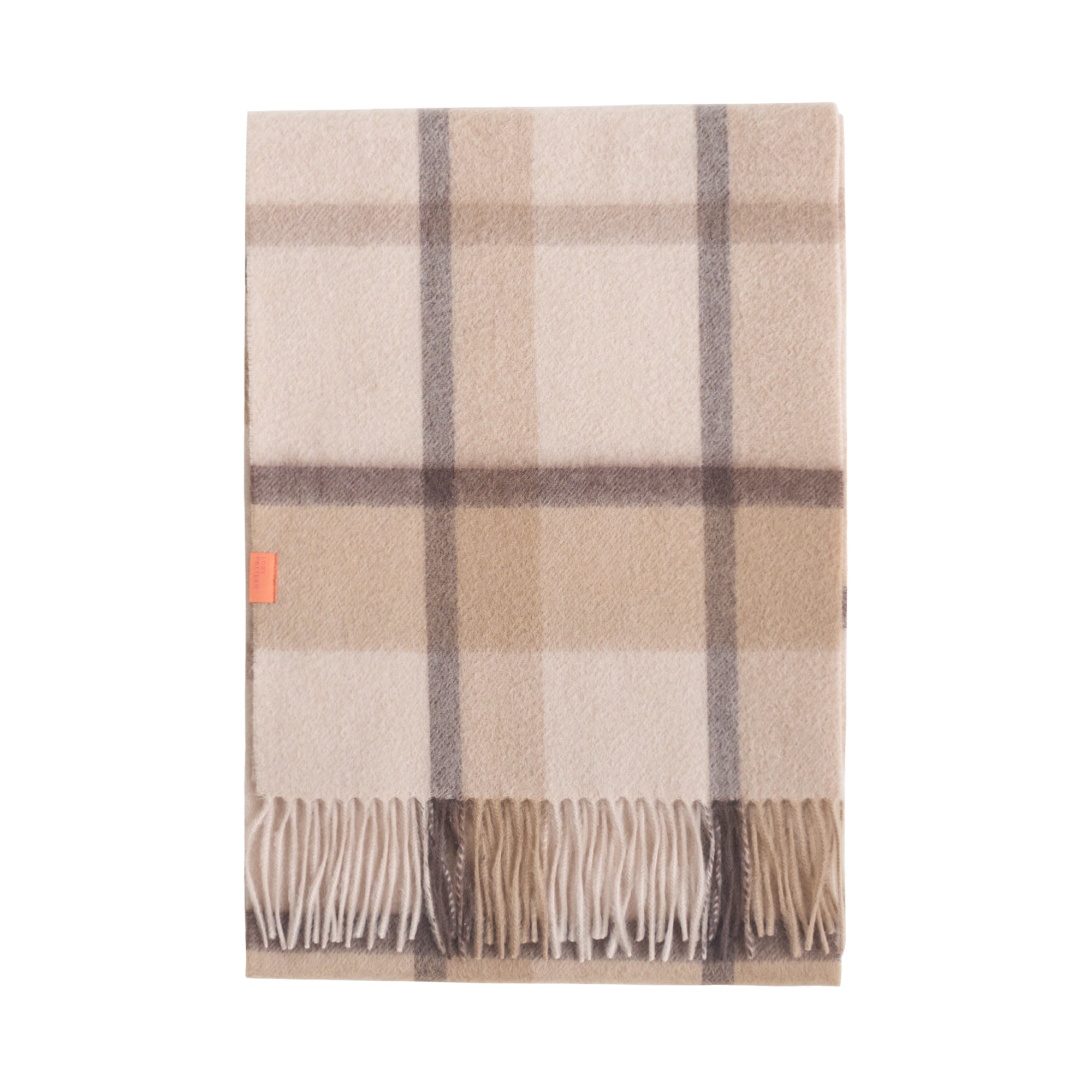 Women’s Brown "Plaid" Cashmere Scarf - Coffee Cream Lost Pattern Nyc