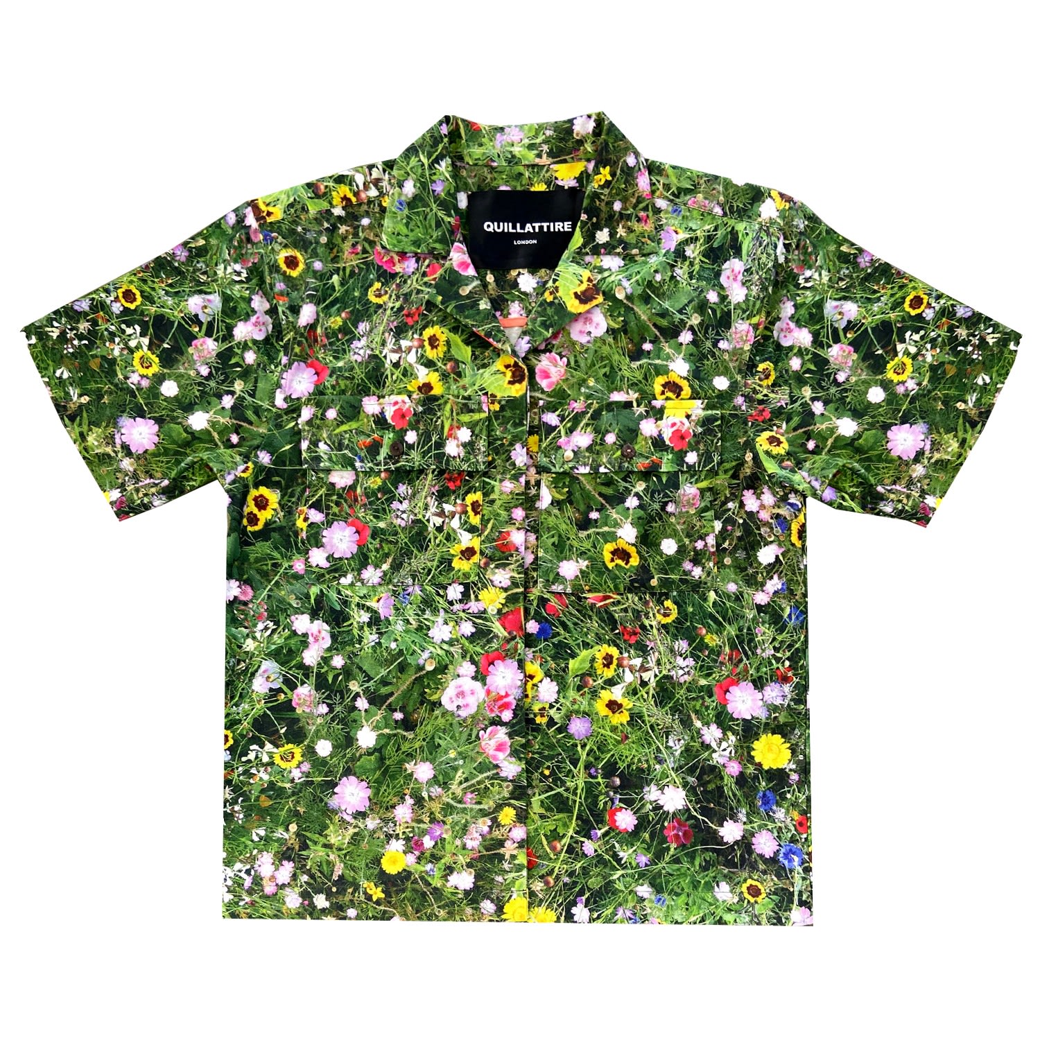Men’s Green Meadow Printed Shirt Medium Quillattire