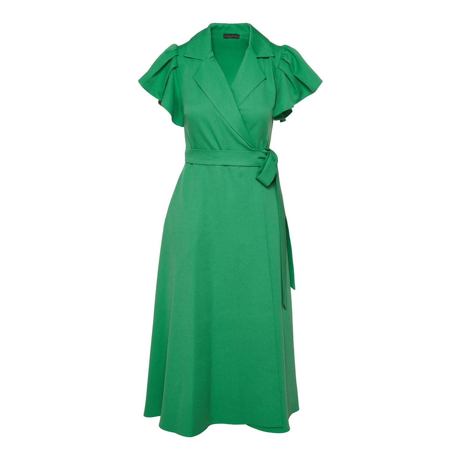 Women’s Midi Green Wrap Shirt Dress With Pockets Medium Concept a Trois