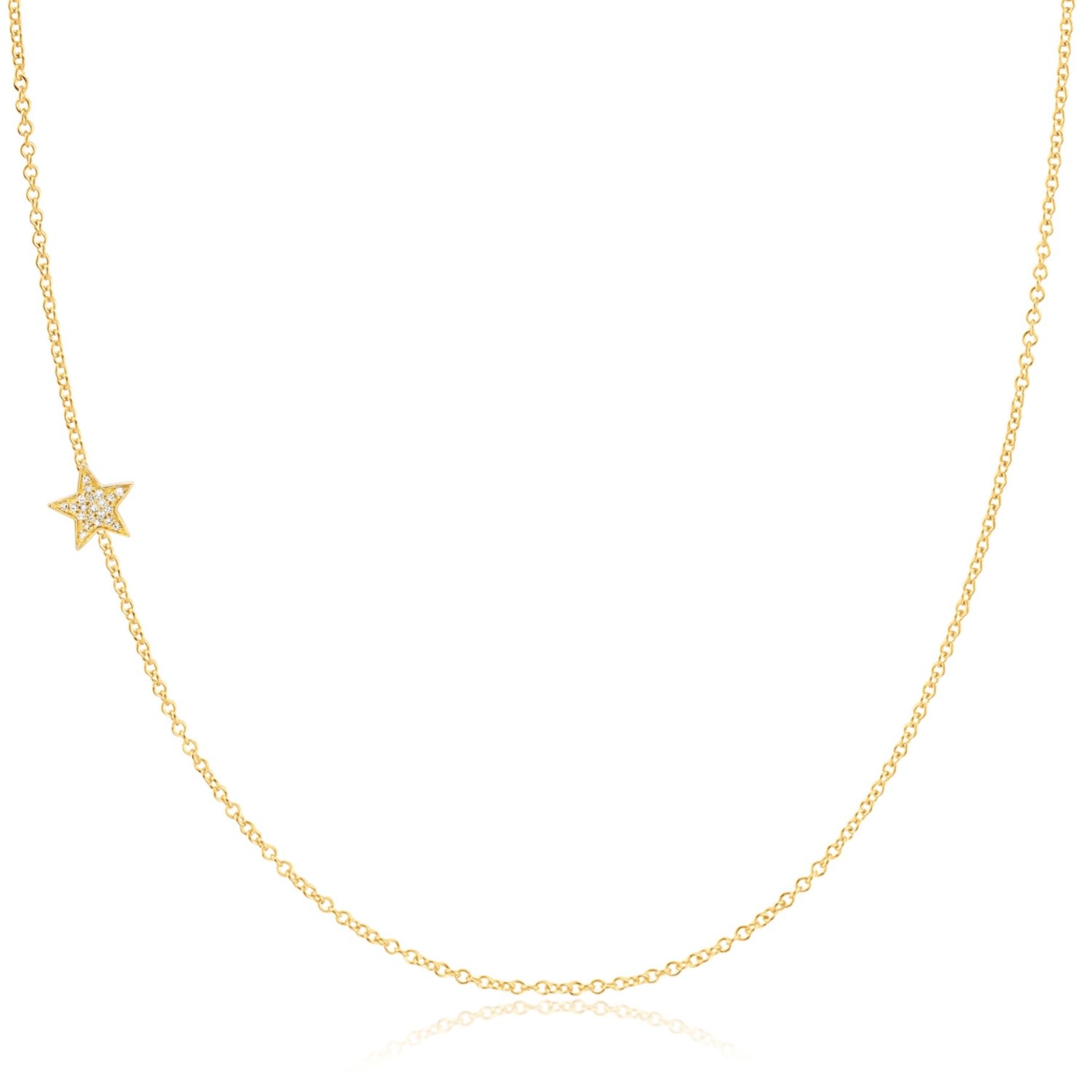 Women’s 14K Gold Asymmetrical Charm Necklace - Yellow Gold - Pav Star Maya Brenner