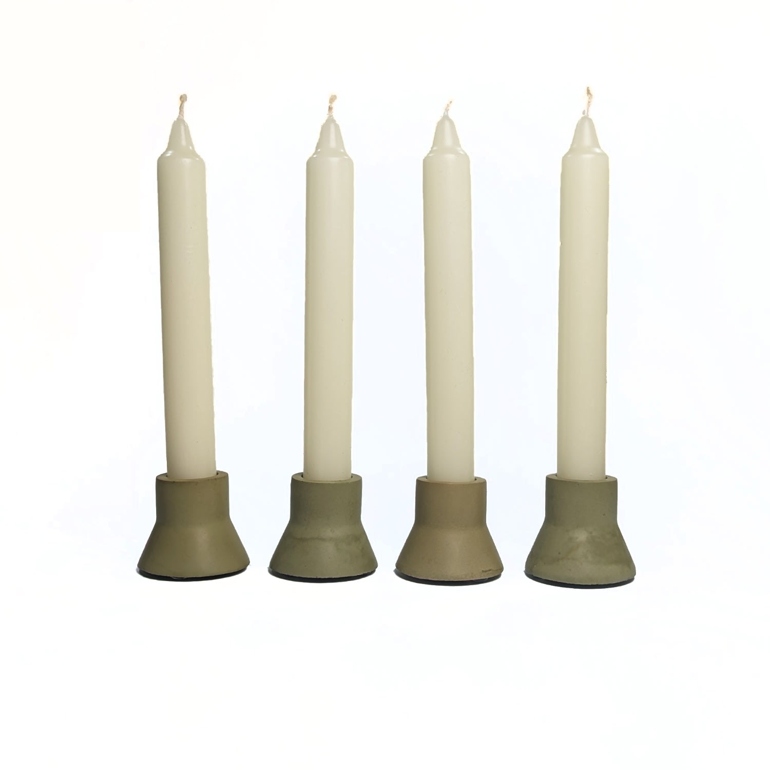 Four Taper Candle Holders - Olive Green One Size Ruby Melo