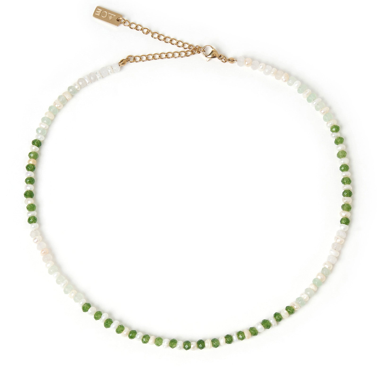 Women’s Green Bloom Pearl & Gemstone Necklace - Moss Arms of Eve