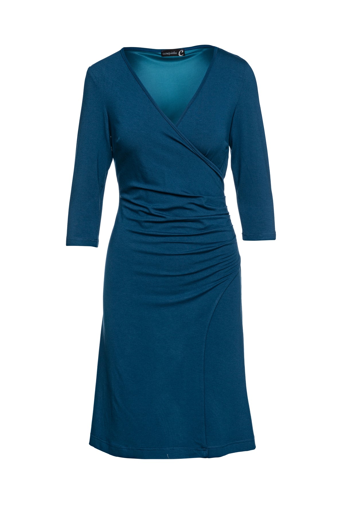 Women’s Blue Faux Wrap Dress In Sustainable Fabric Dark Petrol Color Extra Large Conquista