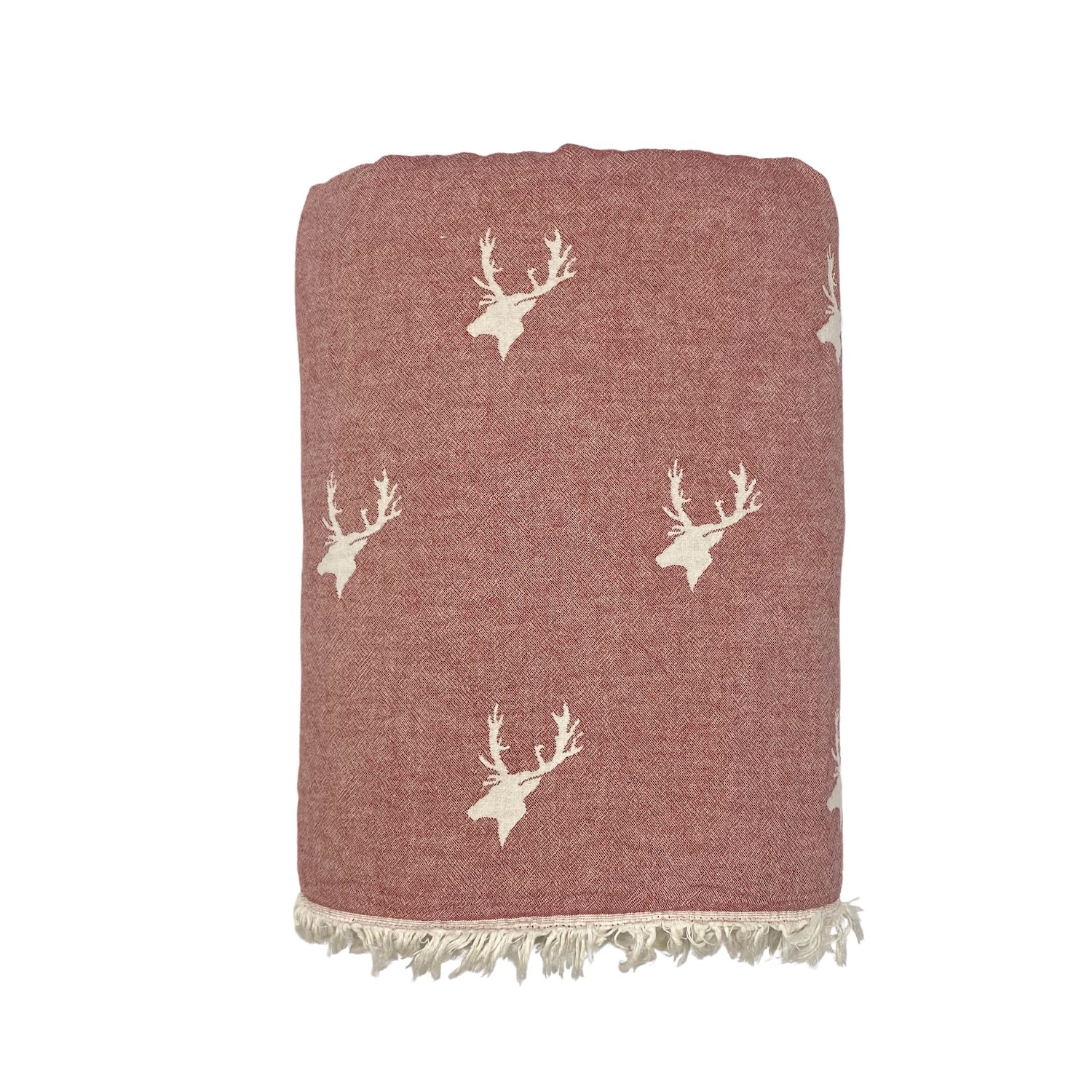 Red Stag Fleece Lined Throw - Bordeaux One Size Ailera