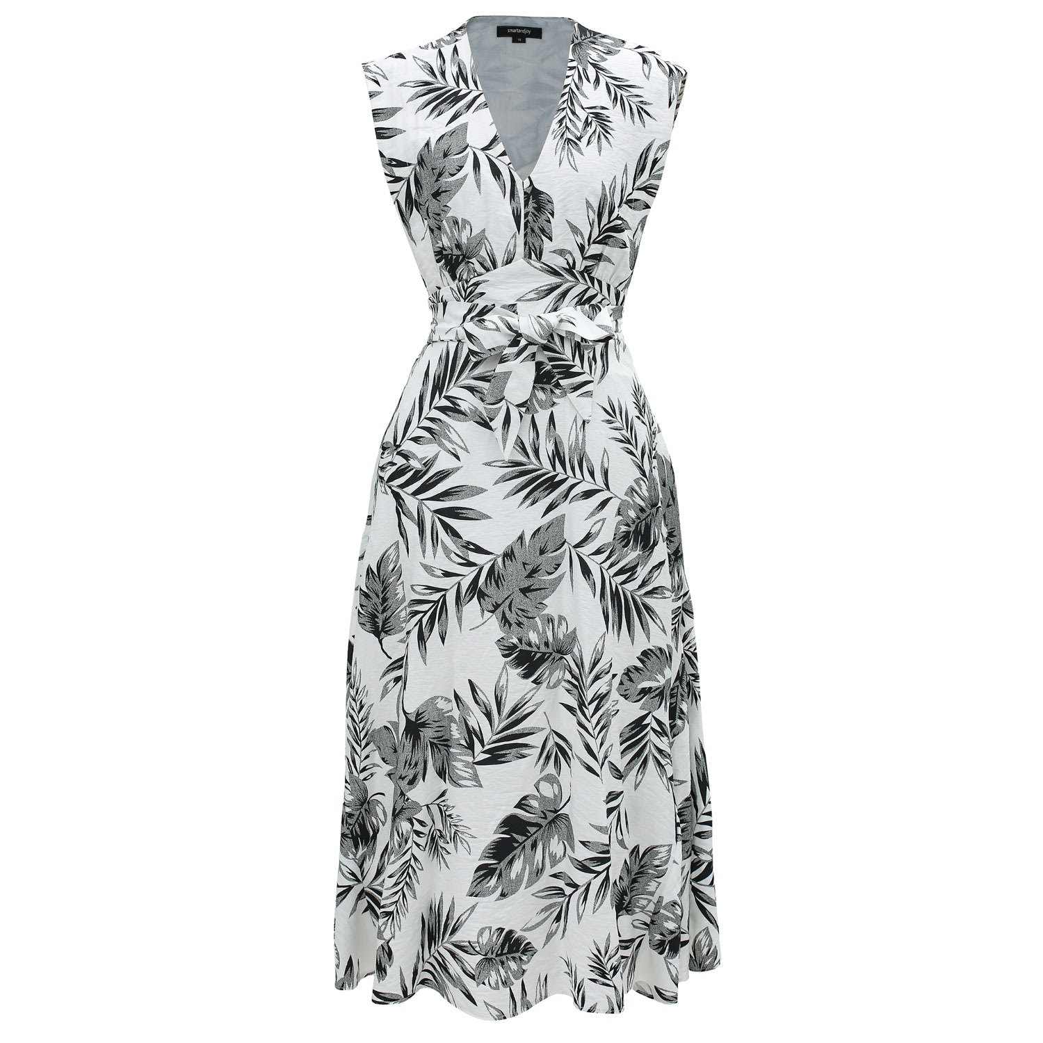 Women’s Tropical Print Sleeveless Midi Dress - Black Extra Small Smart and Joy