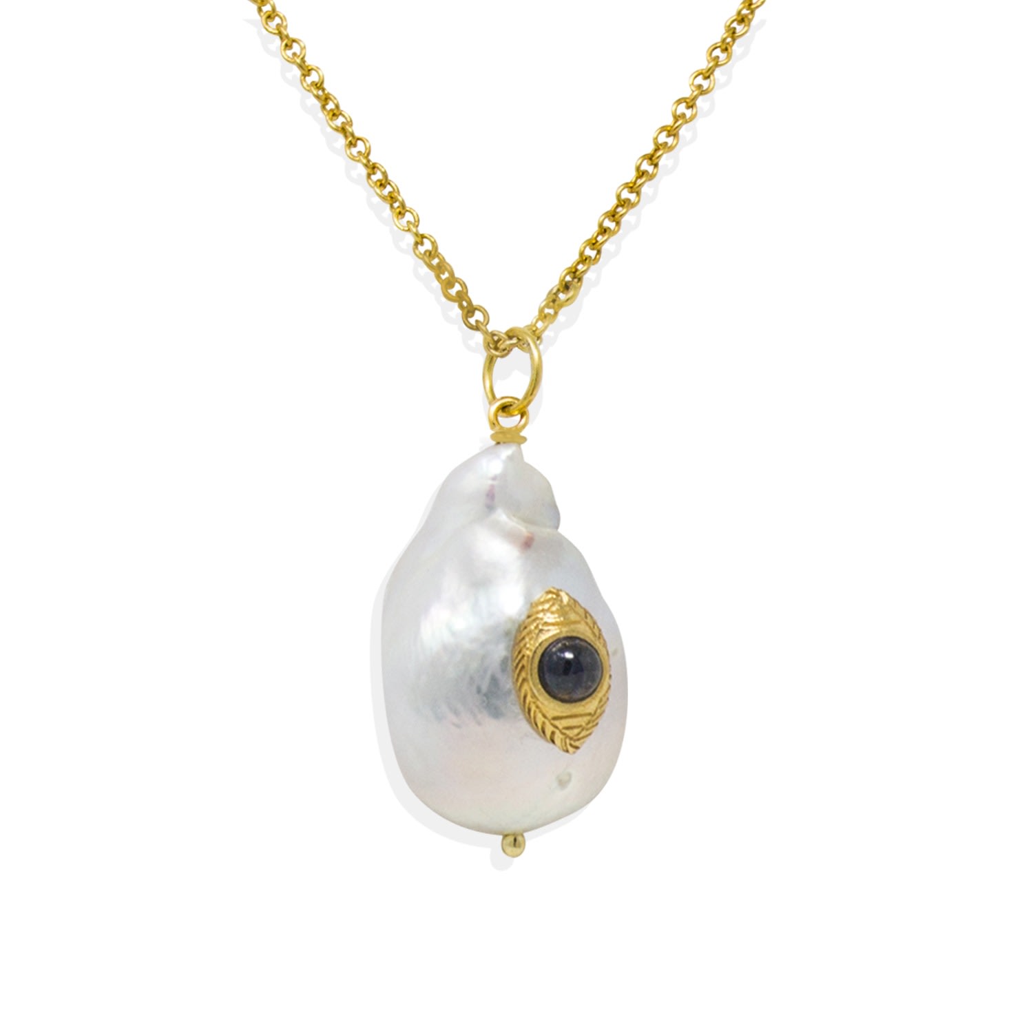 Women’s Gold The Eye Blue Sapphire Pendant Necklace Vintouch Italy