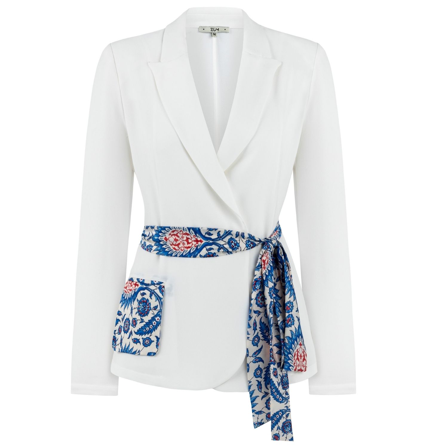 Women’s White / Blue Chelebi Pocket Detailed White Jacket Small Zum