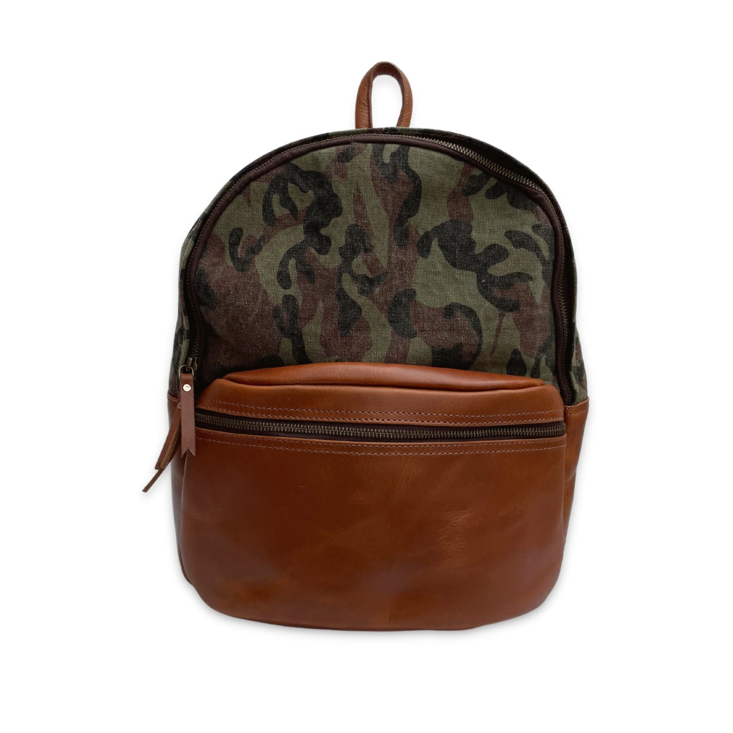 Women’s Green / Brown Camo & Leather Backpack -Green Camo Vida Vida