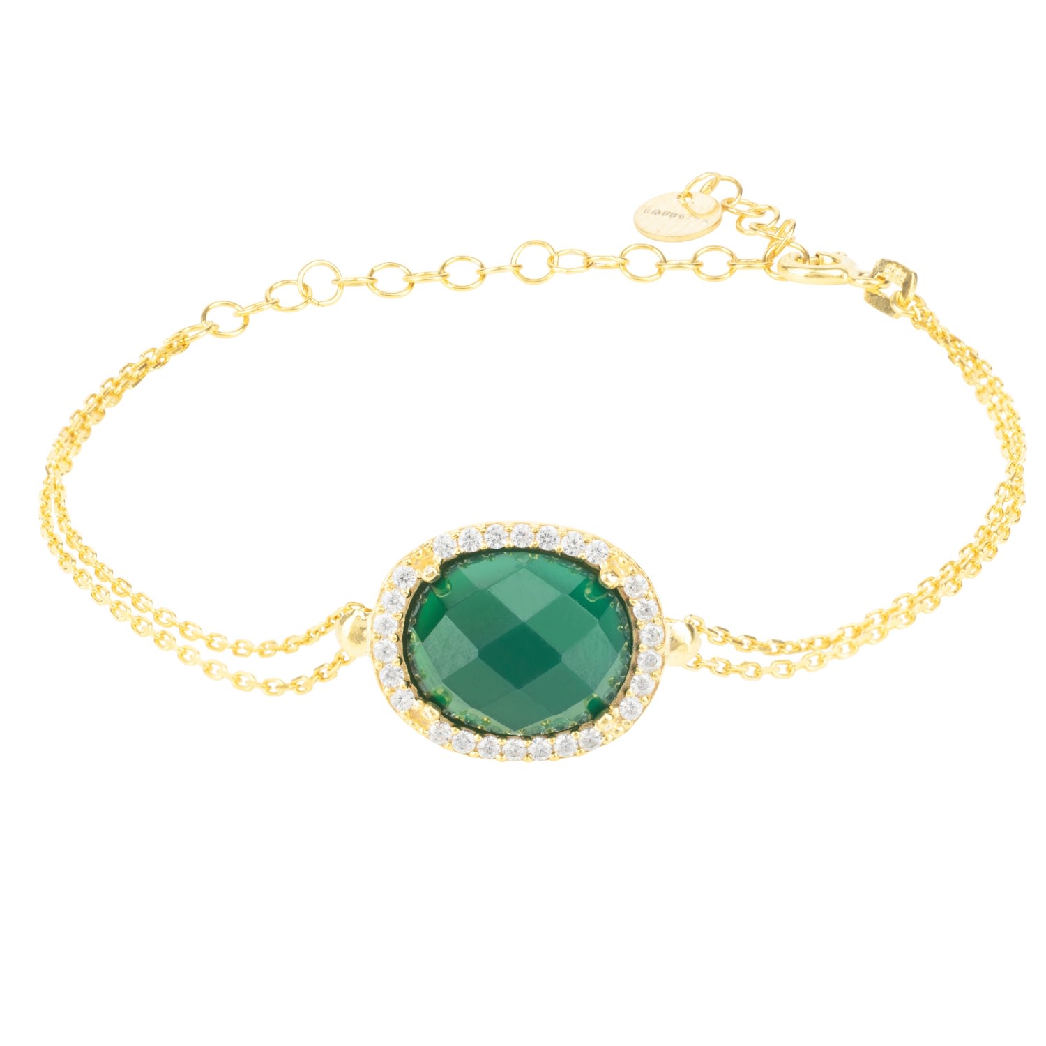 Women’s Gold / Green / White Beatrice Oval Gemstone Bracelet Gold Green Onyx Latelita